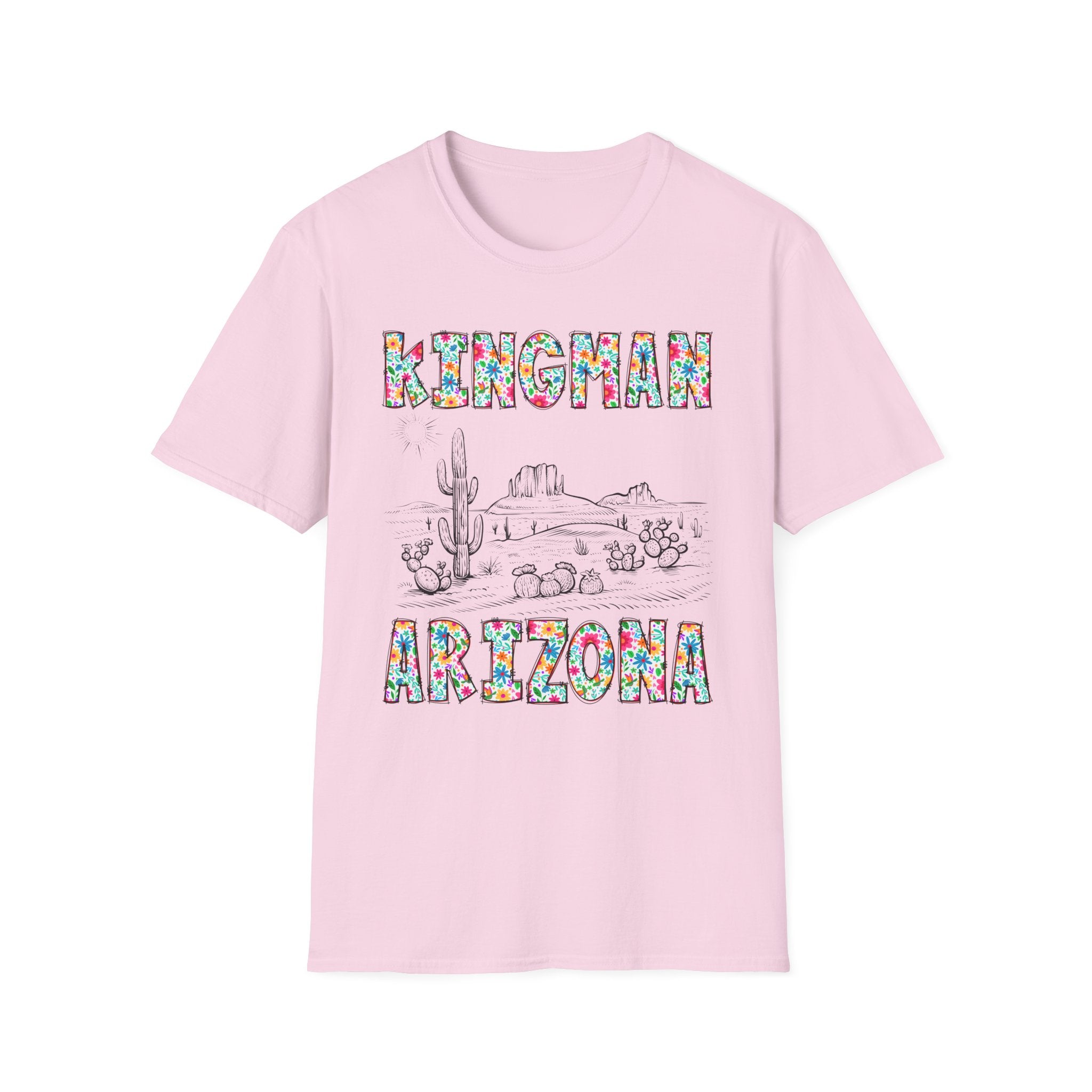 Kingman Arizona Colorful Mens Womans Unisex T-Shirt, Casual Wear, Travel Souvenir, Gift for Nature Lovers, Vacation Tee