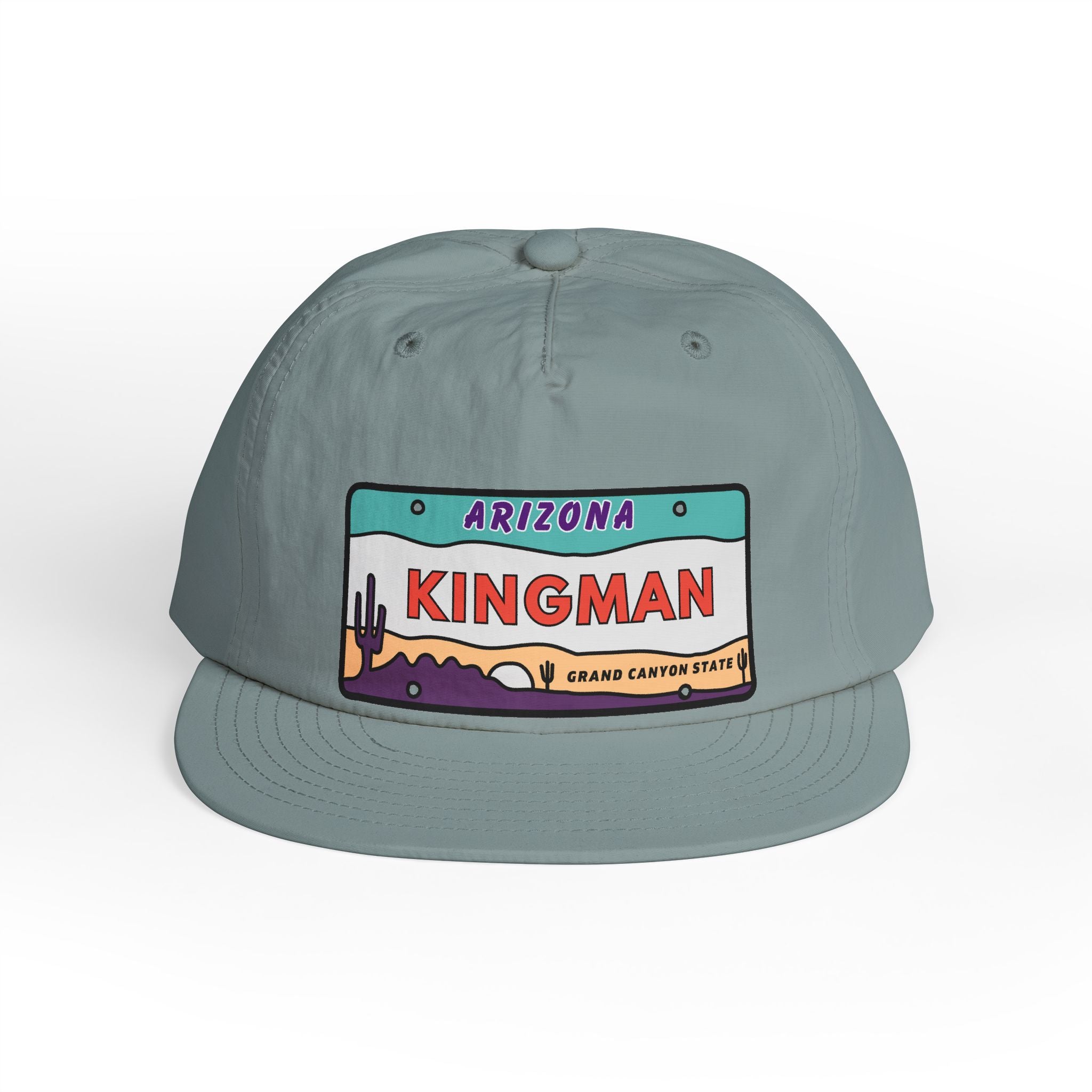 Surf Cap, Beach Hat, Summer Headwear, Kingman Arizona License Plate Dessert Cap for Water Sports