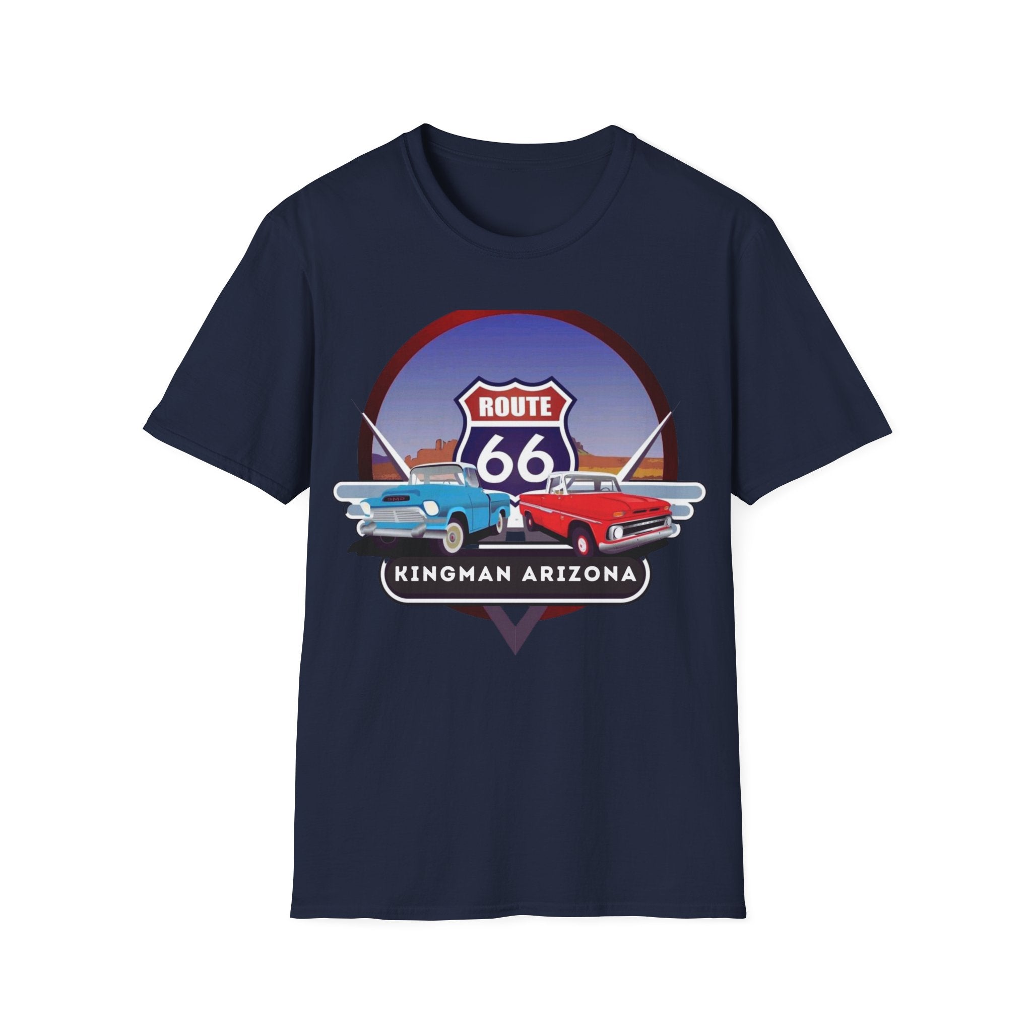 Route 66 Kingman Arizona Softstyle T-Shirt, Vintage Tee, Retro Shirt, Unisex Top, Gift for Travelers