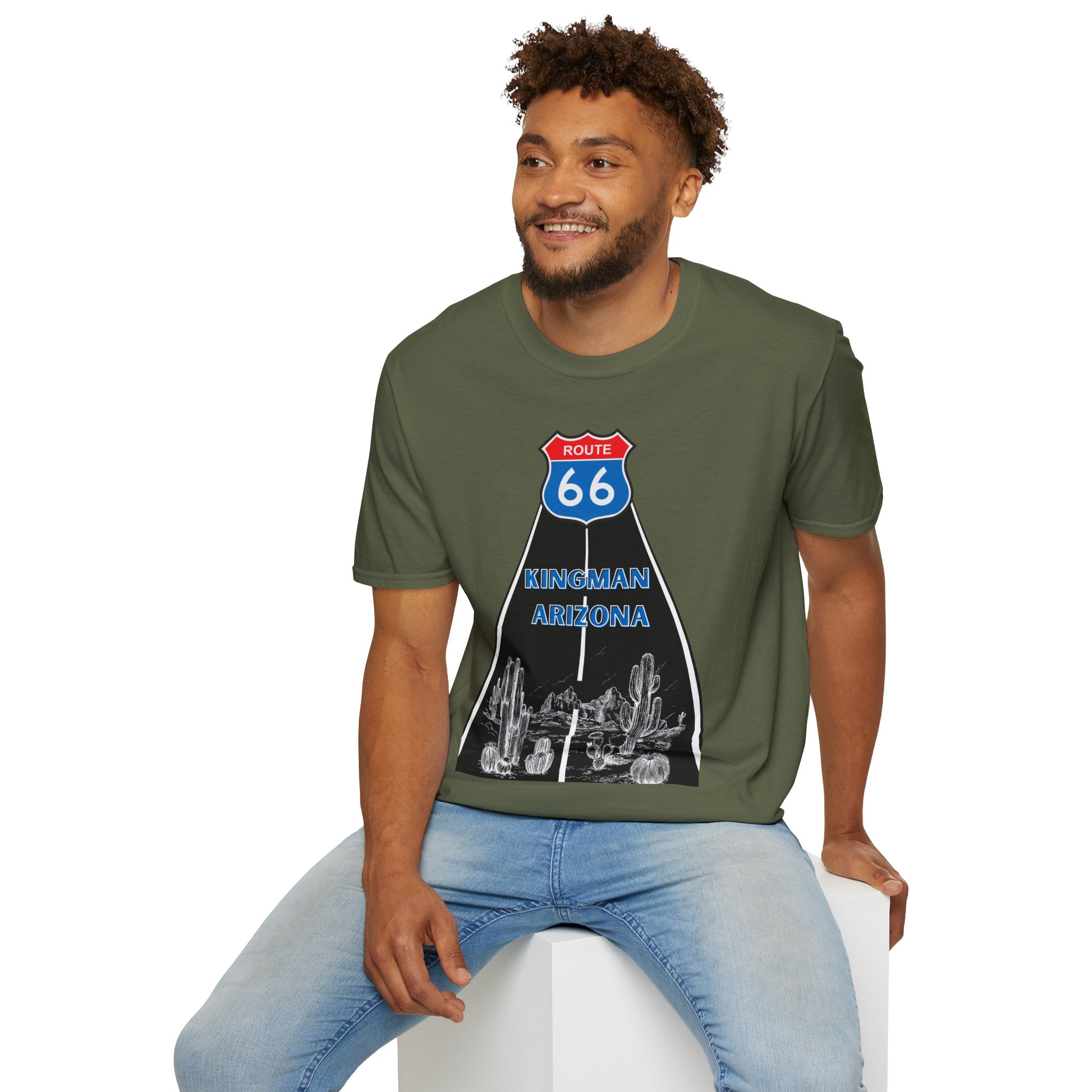 Route 66 Kingman Arizona Mens Womans Softstyle T-Shirt, Vintage Road Trip Shirt, Retro Travel Tee, Men's Women's Graphic Top, Gift for Travelers