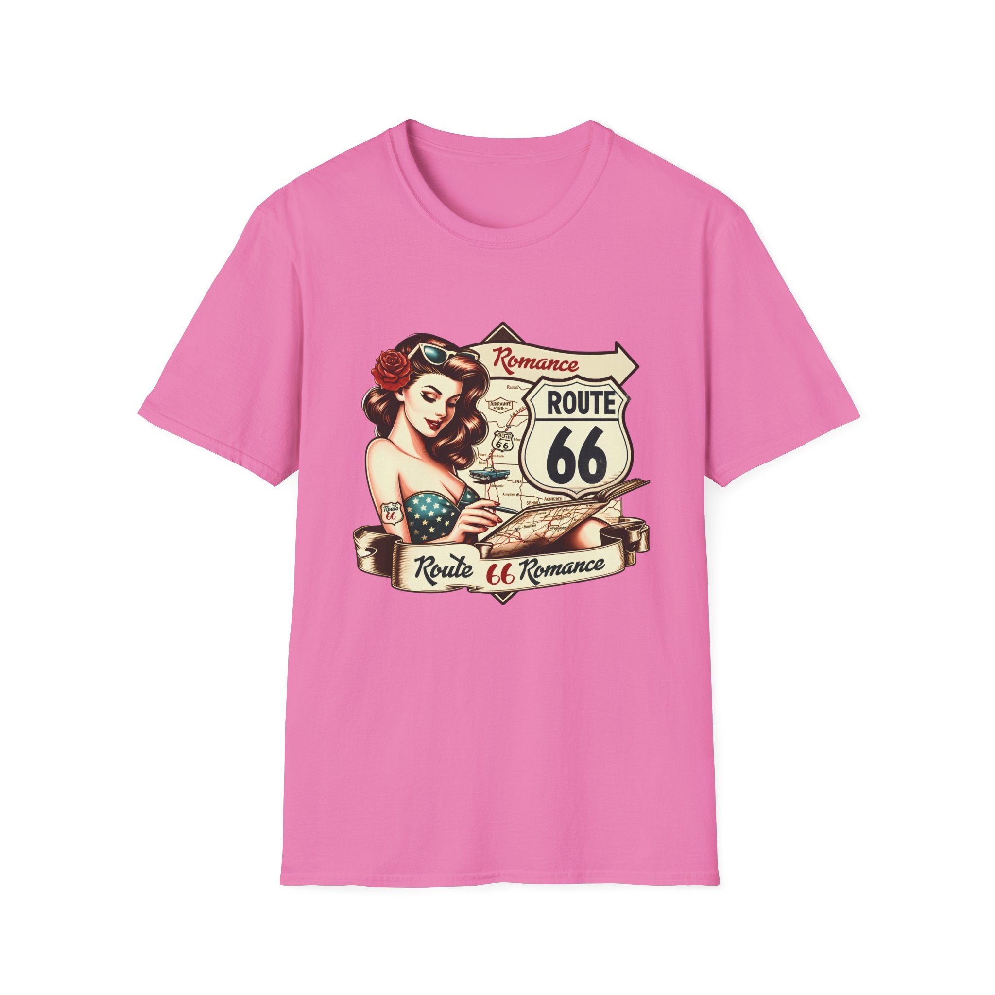 Pinup Girl Route 66 T-Shirt | Vintage Roadtrip Retro Sign
