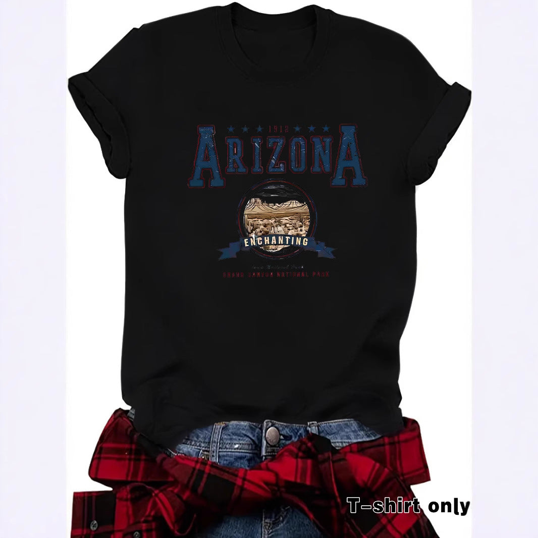 Round neck short sleeved t-shirt with ARIZONA print