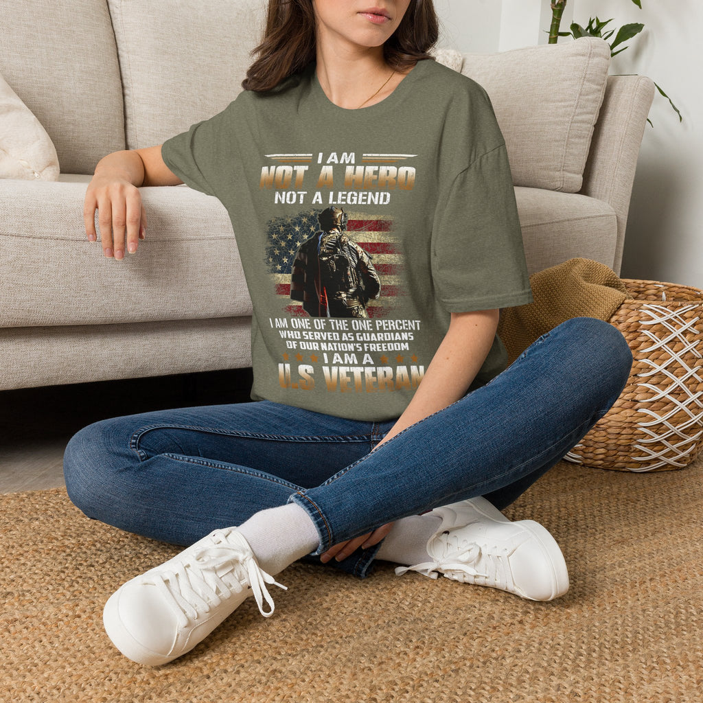 I Am Not a Hero I Am a U.S. Veteran T-Shirt | American Flag Soldier Tee