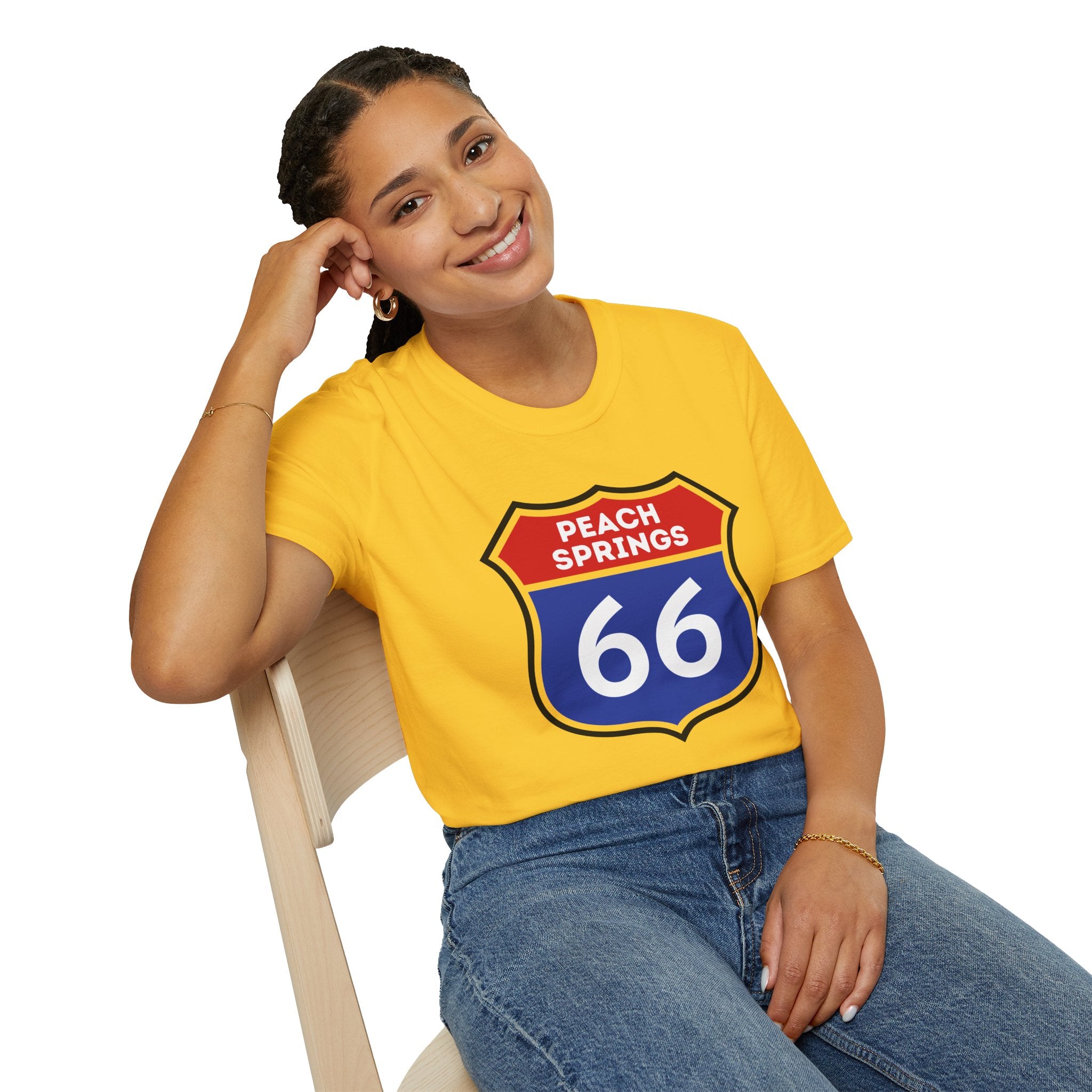 Peach Springs 66 Shield T-Shirt | Route 66 Road Sign Shirt