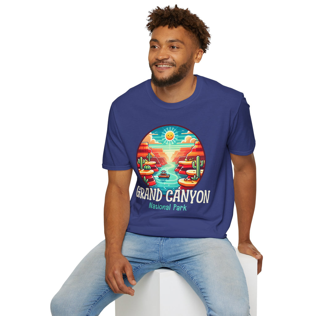 Grand Canyon National Park Retro Sunset T-Shirt | Canyon River Illustration