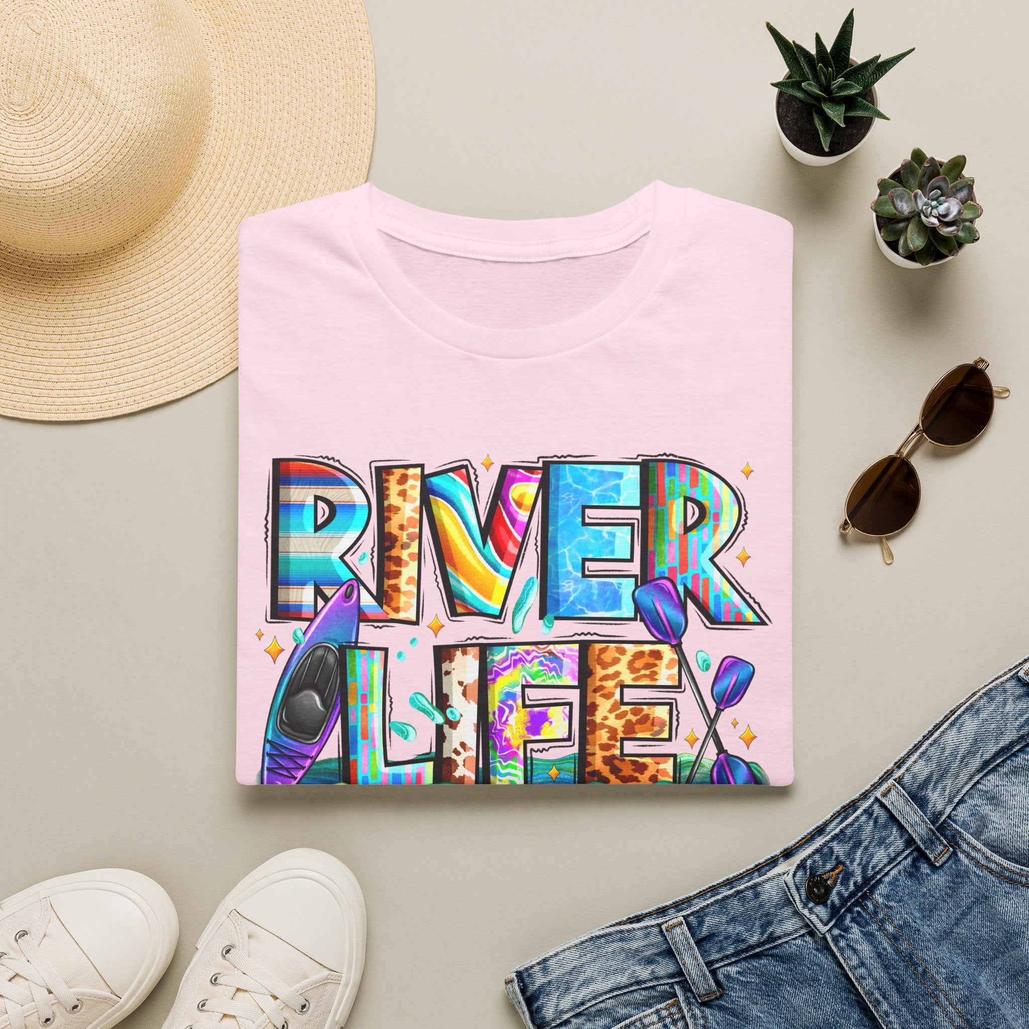 River Life T-Shirt | Colorful Fishing Scenic Graphic