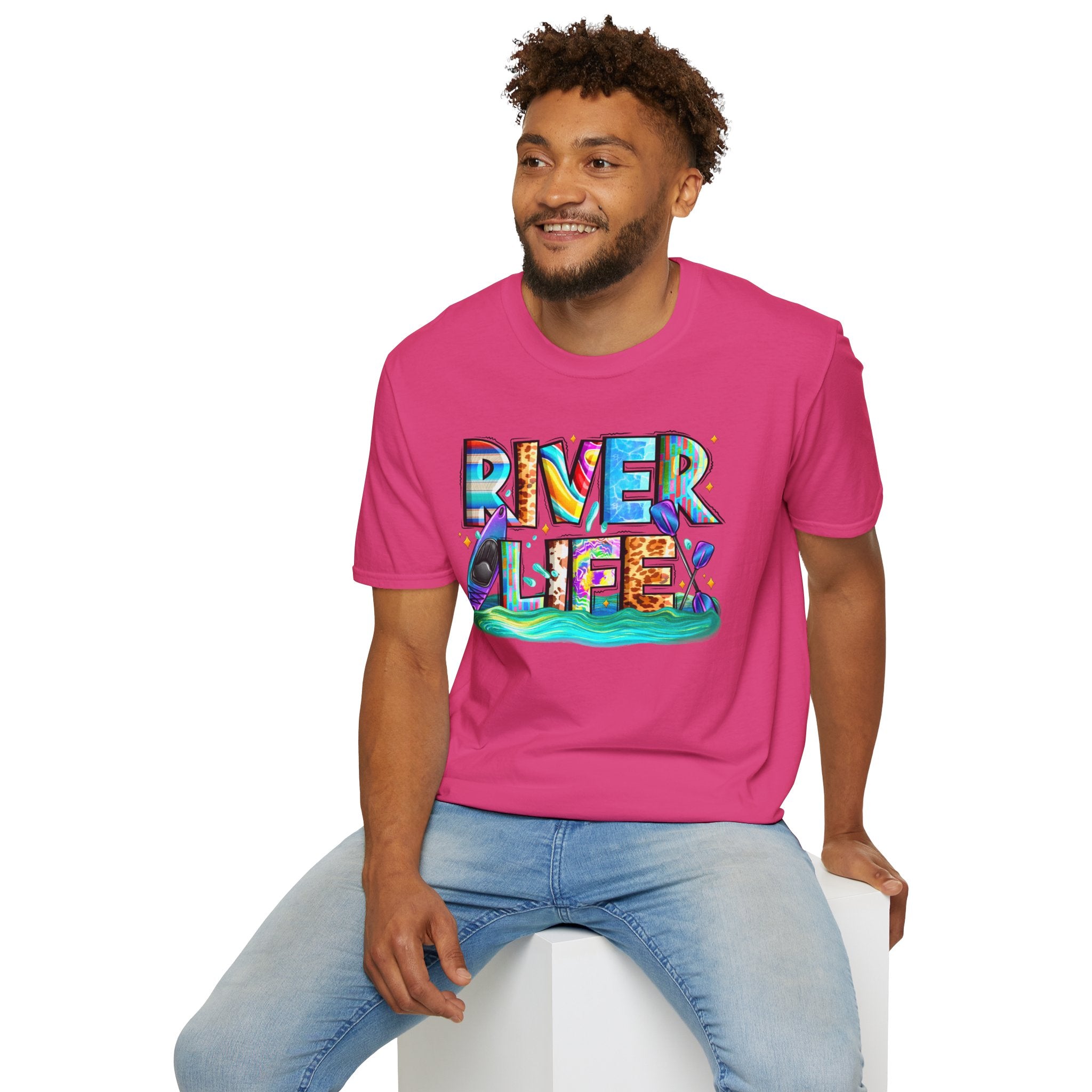 River Life T-Shirt | Colorful Fishing Scenic Graphic