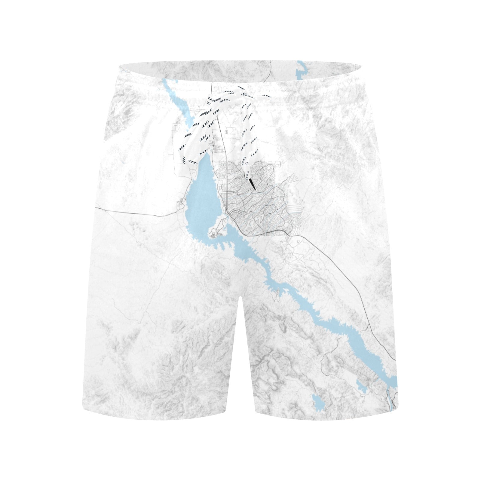 Lake Havasu lite grey Men's Mid-Length Beach Shorts Free Shipping