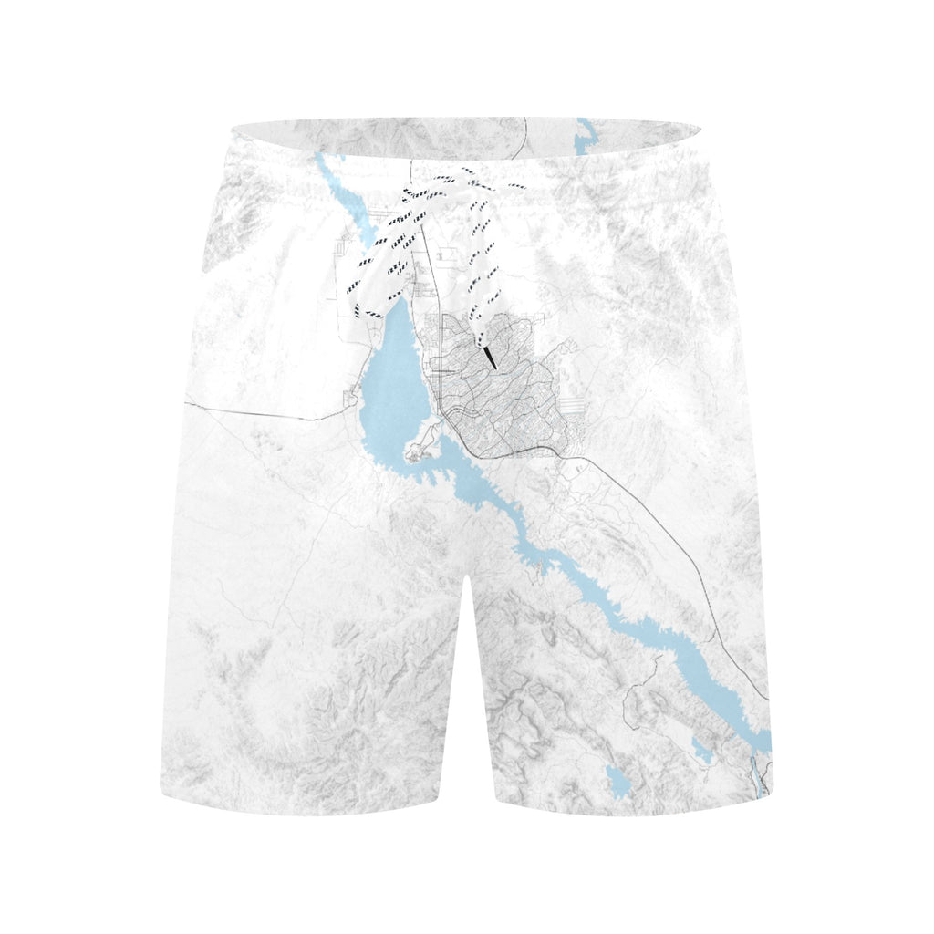 Lake Havasu lite grey Men's Mid-Length Beach Shorts Free Shipping