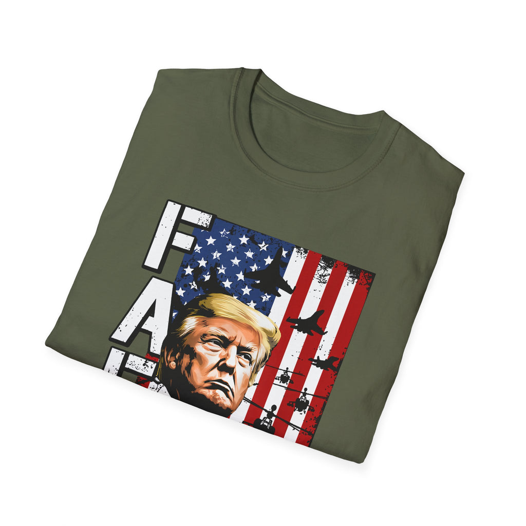 FAFO Patriotic Political Portrait T-Shirt | Flag Background, Bold Lettering
