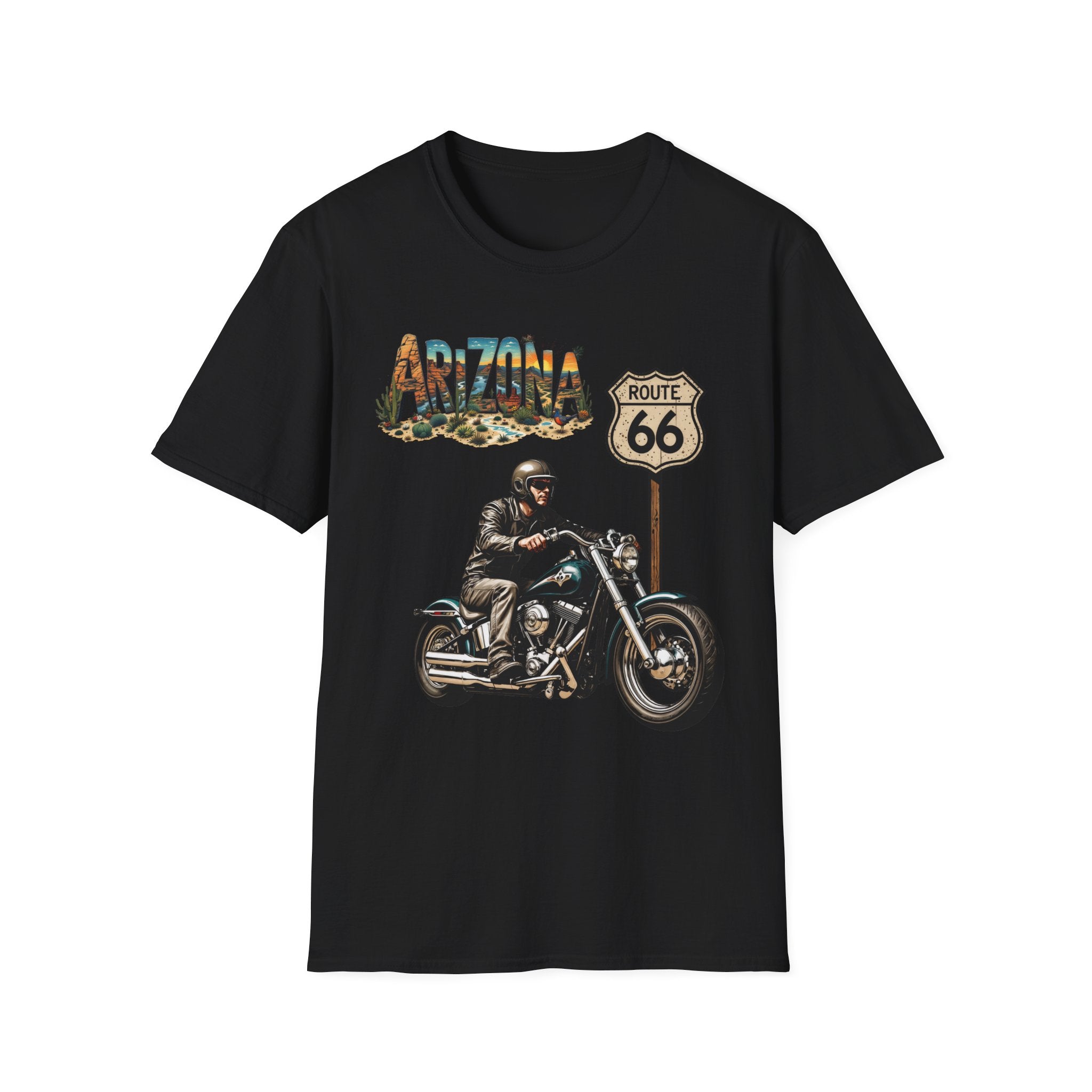 Arizona Route 66 Motorcycle T-Shirt | Biker Road Trip Tee