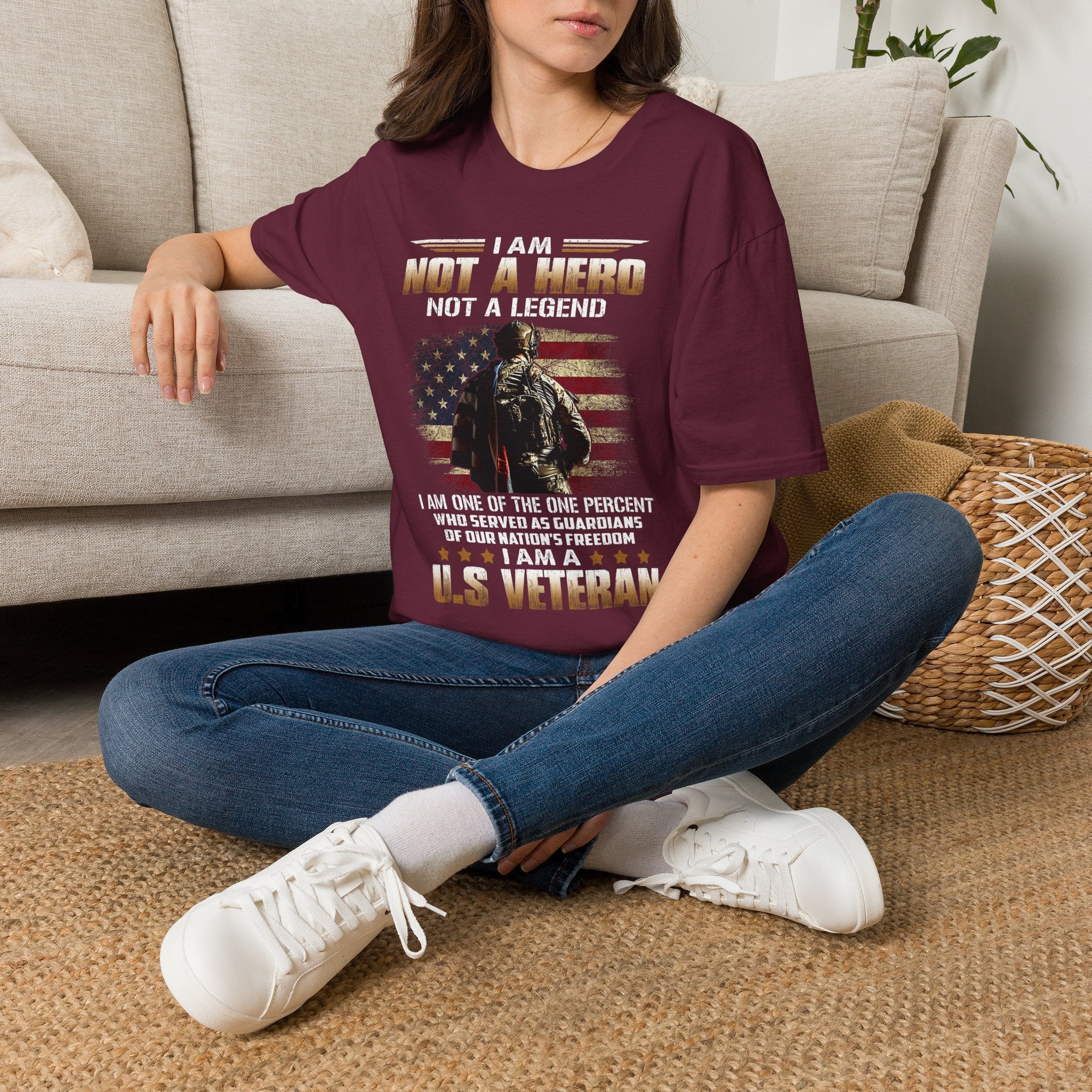 I Am Not a Hero I Am a U.S. Veteran T-Shirt | American Flag Soldier Tee