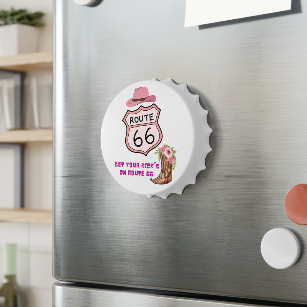 Route 66 Cowgirl Design Bottle Opener | Get Your Kicks on Route 66