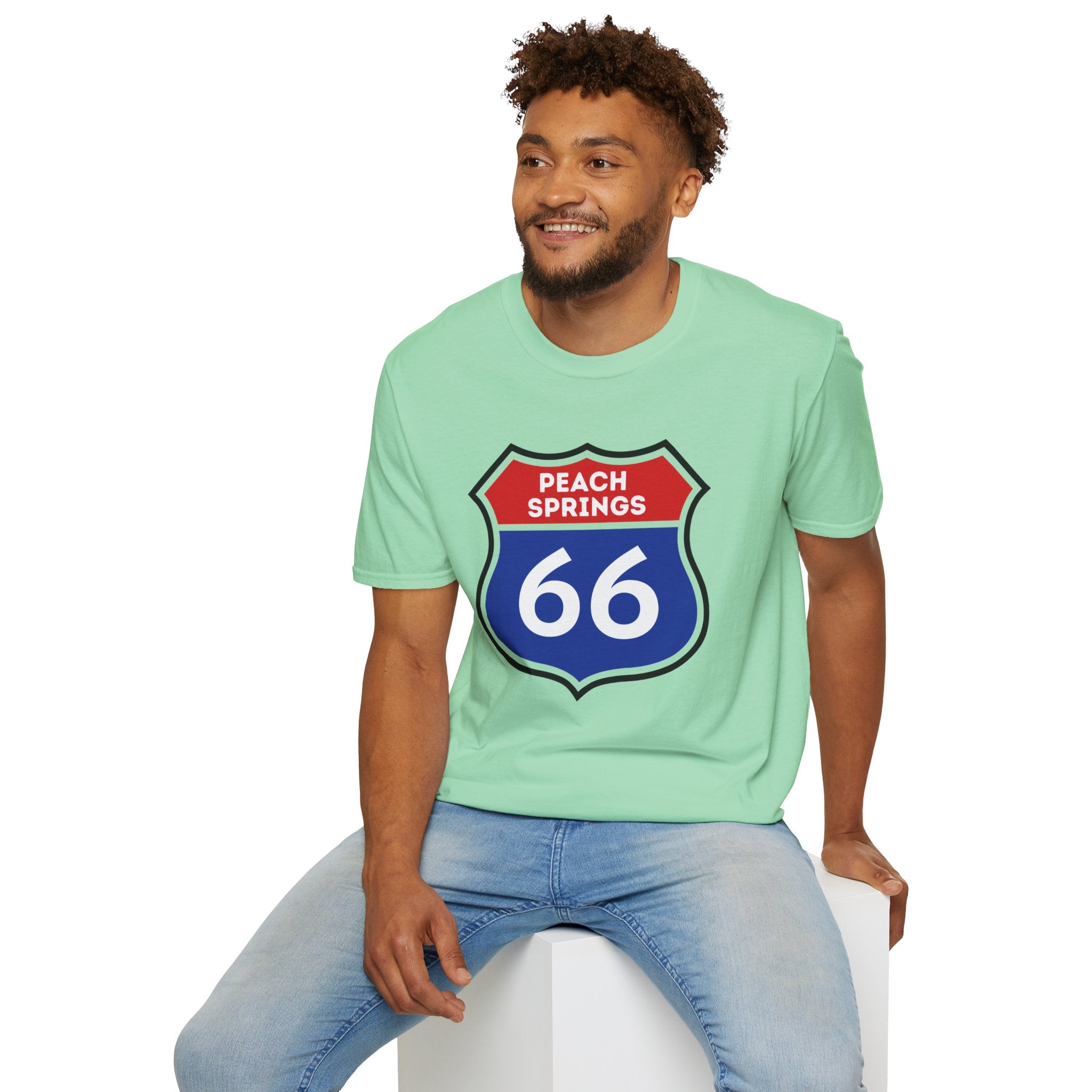 Peach Springs 66 Shield T-Shirt | Route 66 Road Sign Shirt