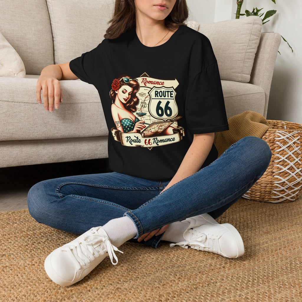 Pinup Girl Route 66 T-Shirt | Vintage Roadtrip Retro Sign