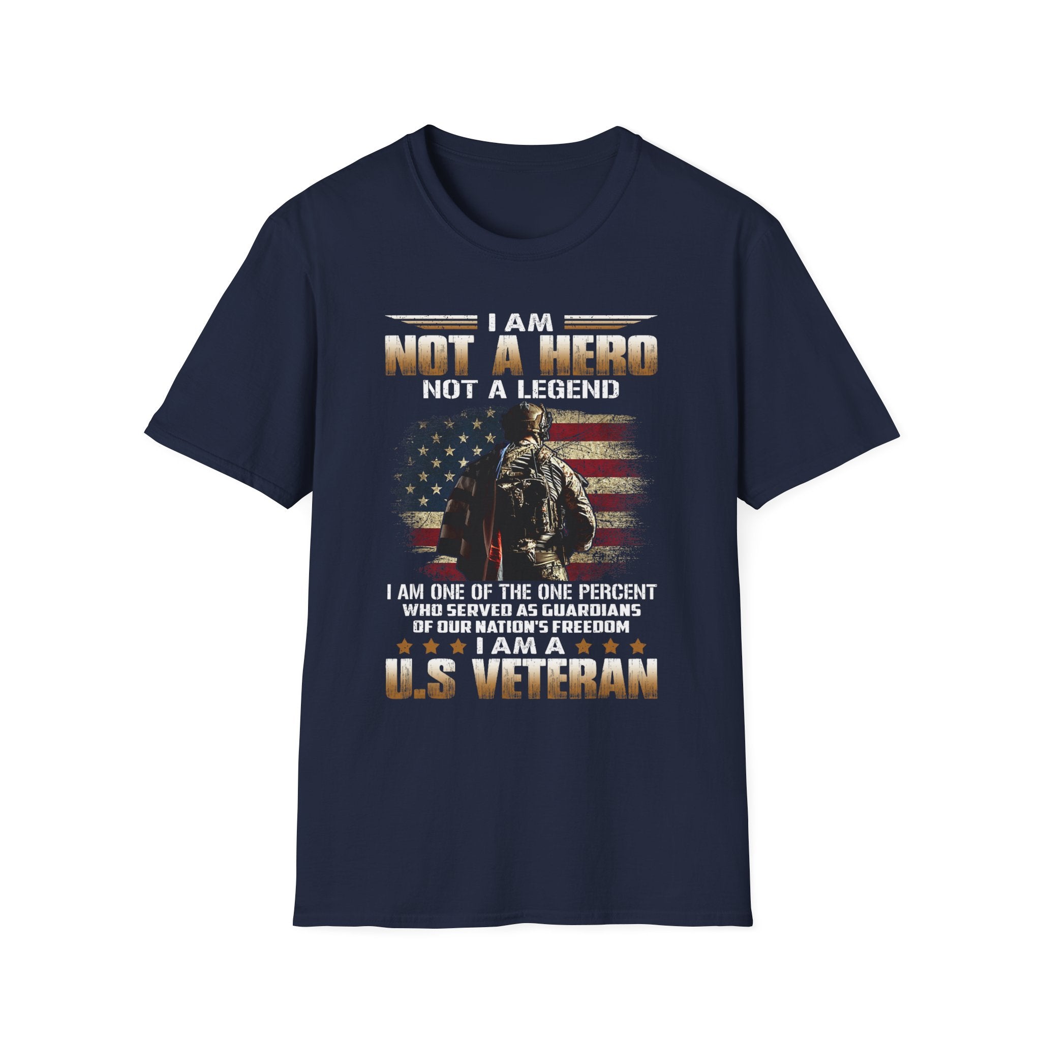 I Am Not a Hero I Am a U.S. Veteran T-Shirt | American Flag Soldier Tee