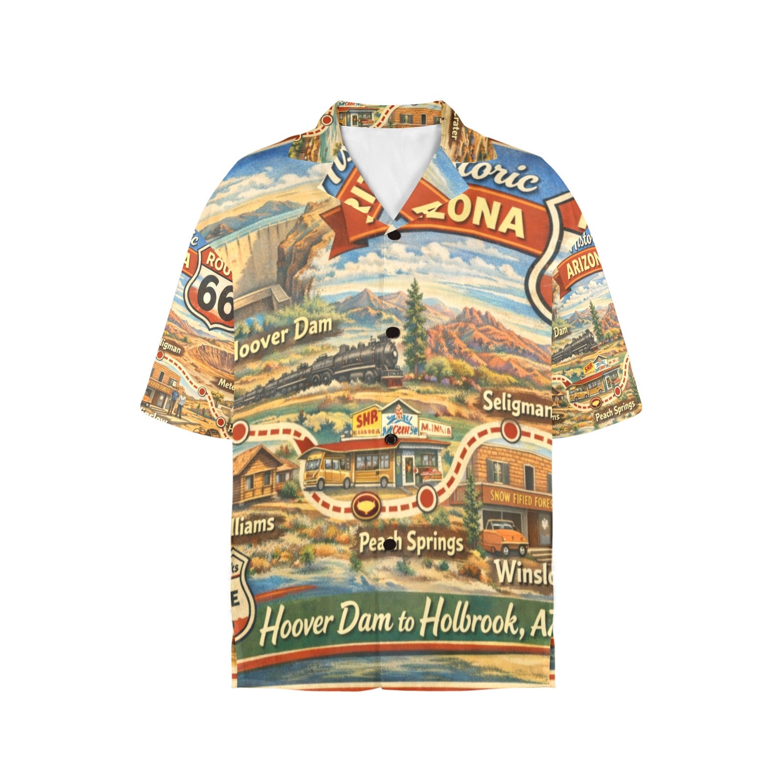 Historic route 66 Arizona Women's All Over Print Hawaiian Shirt （Made in USA Ships to USA Only）