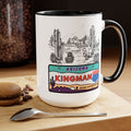 Kingman Arizona Route 66 Two-Tone Coffee Mugs, 15oz