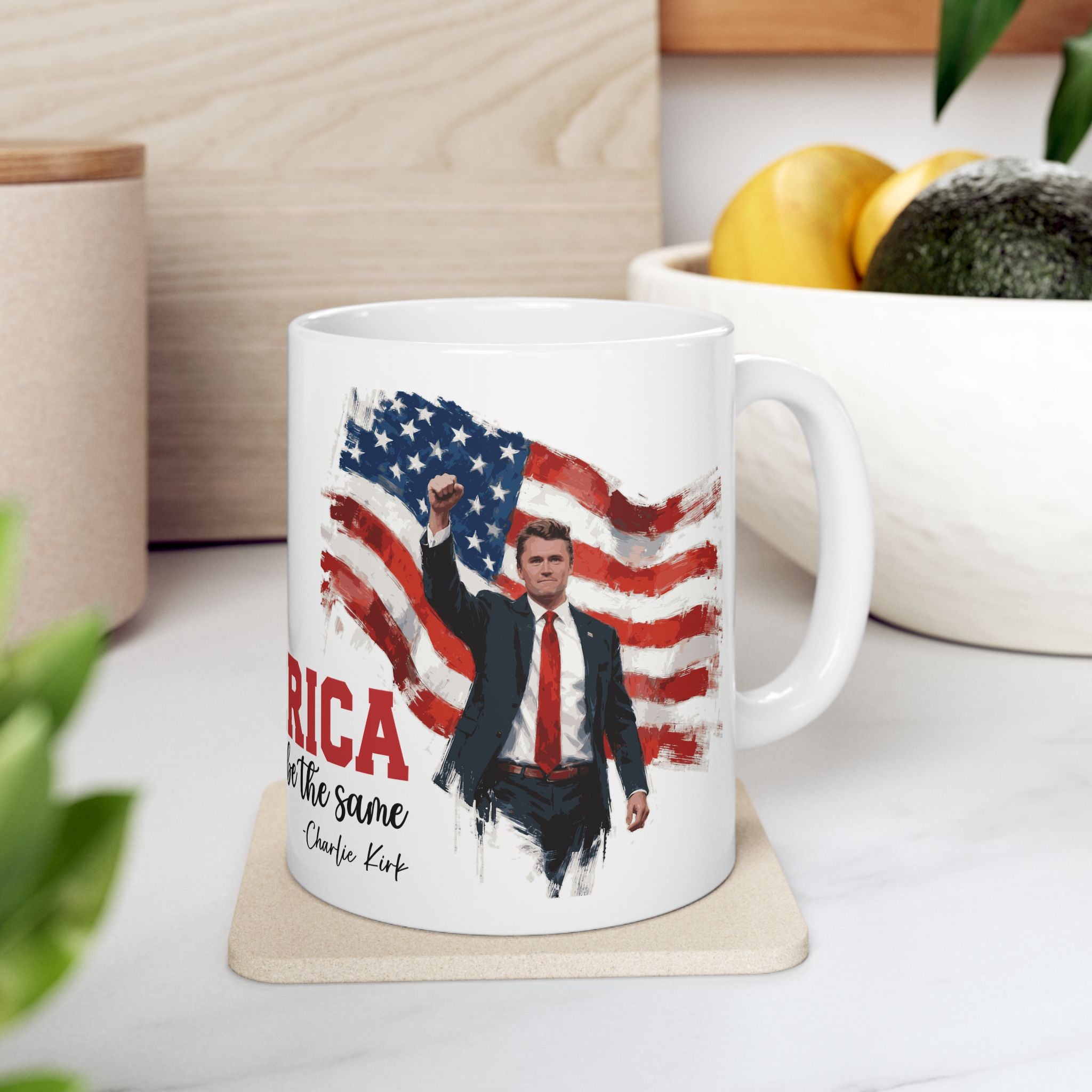 Charlie Kirk Patriotic Ceramic Mug, Coffee Lover Gift, 4th of July, American Flag Mug, Unique Gift for Veterans, Tea Mug with Quote