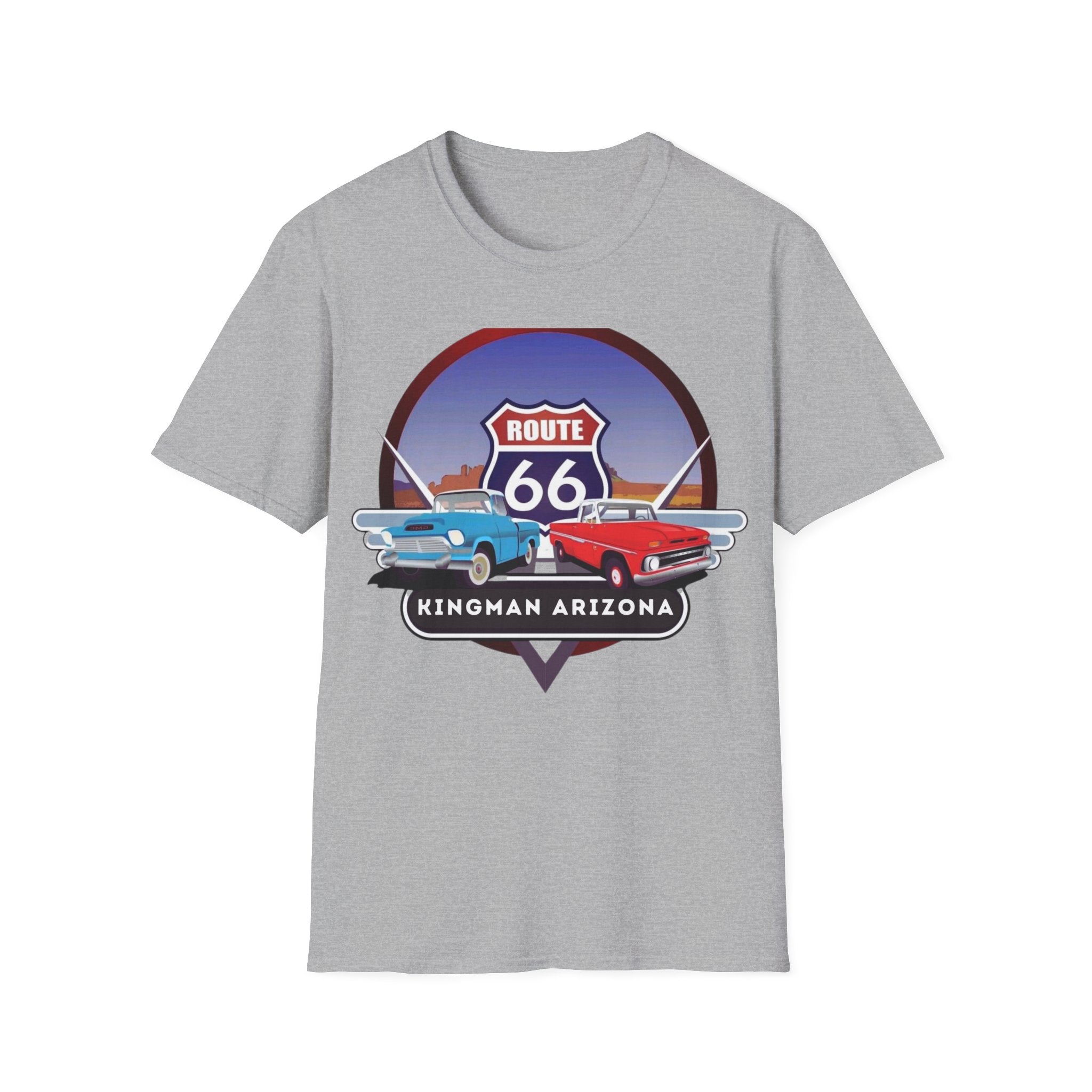 Route 66 Kingman Arizona Softstyle T-Shirt, Vintage Tee, Retro Shirt, Unisex Top, Gift for Travelers
