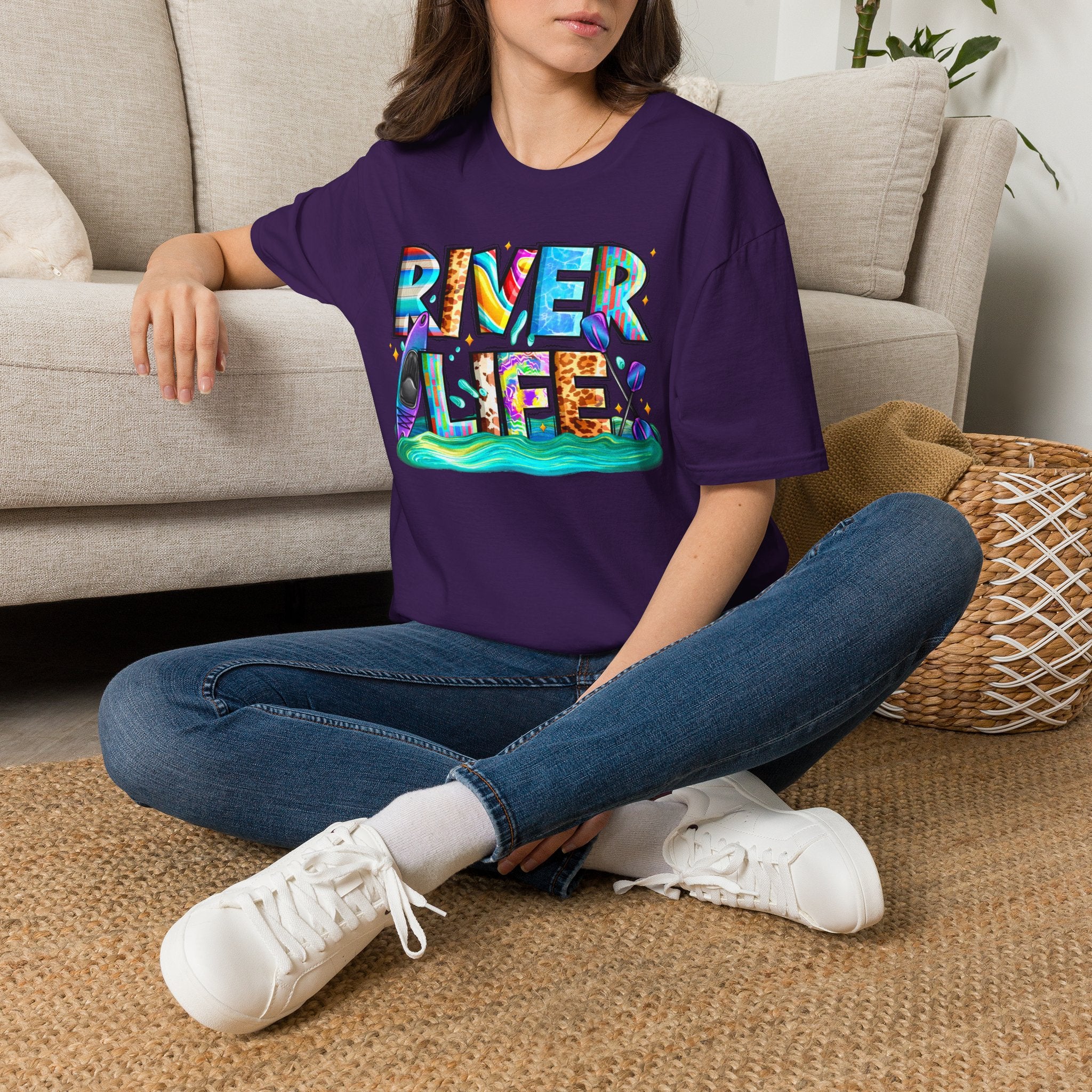 River Life T-Shirt | Colorful Fishing Scenic Graphic