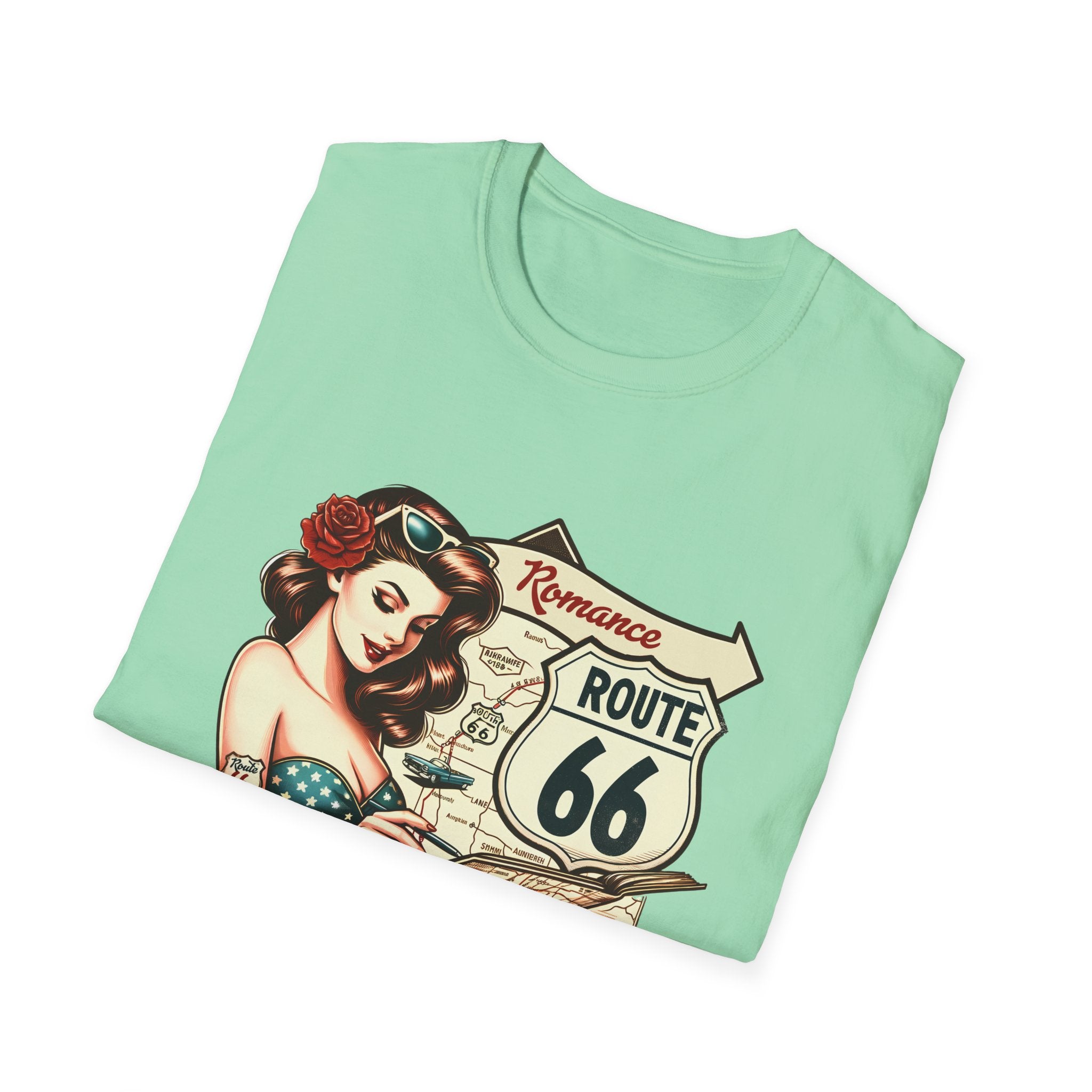Pinup Girl Route 66 T-Shirt | Vintage Roadtrip Retro Sign