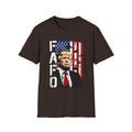 FAFO Patriotic Political Portrait T-Shirt | Flag Background, Bold Lettering
