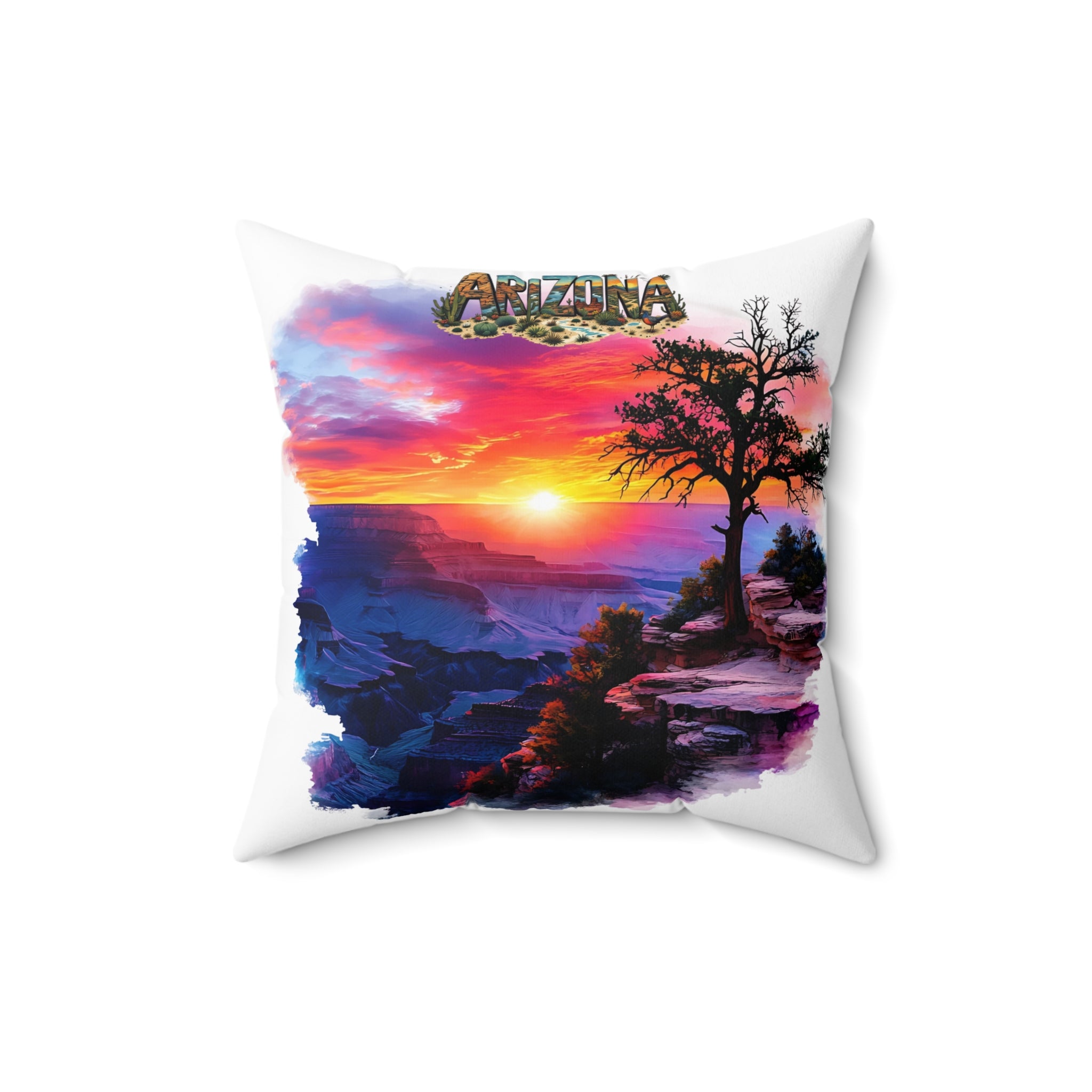 Arizona Sunset Square Pillow, Home Decor, Gift for Nature Lovers, Couch Cushion, Bohemian Style Pillow, Travel Souvenir AZ