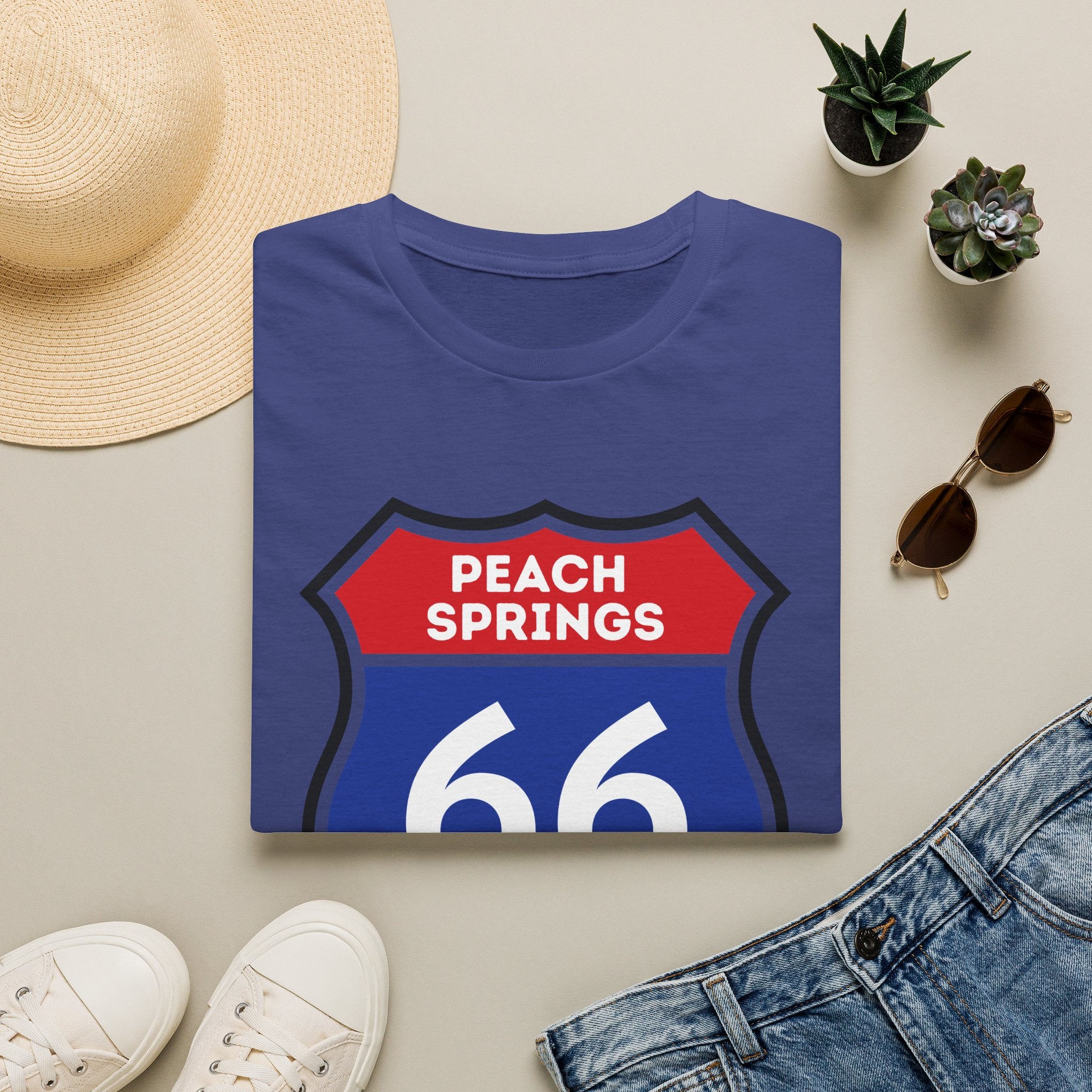 Peach Springs 66 Shield T-Shirt | Route 66 Road Sign Shirt