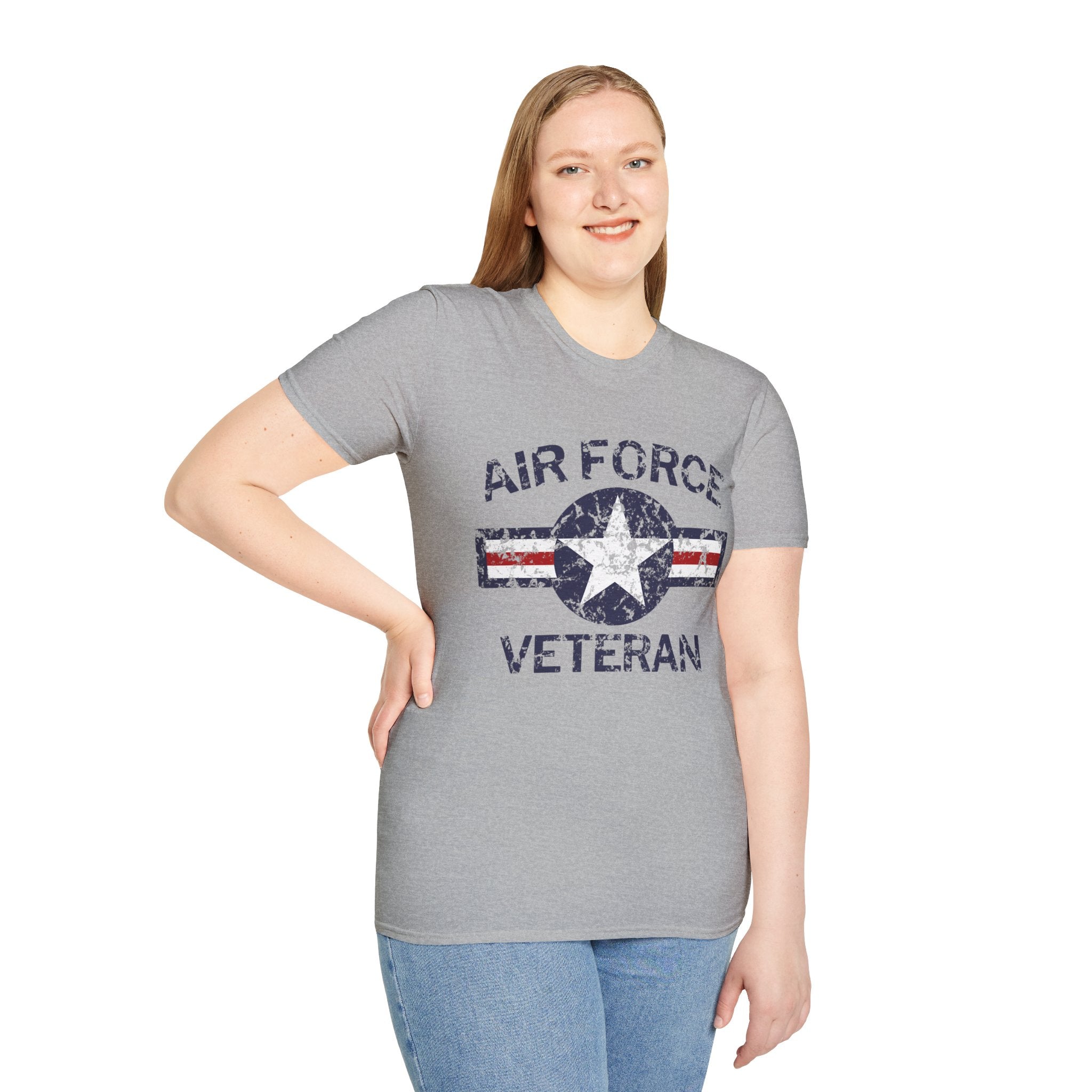 Air Force Veteran Distressed Logo T-Shirt | Military Star Stripe Tee