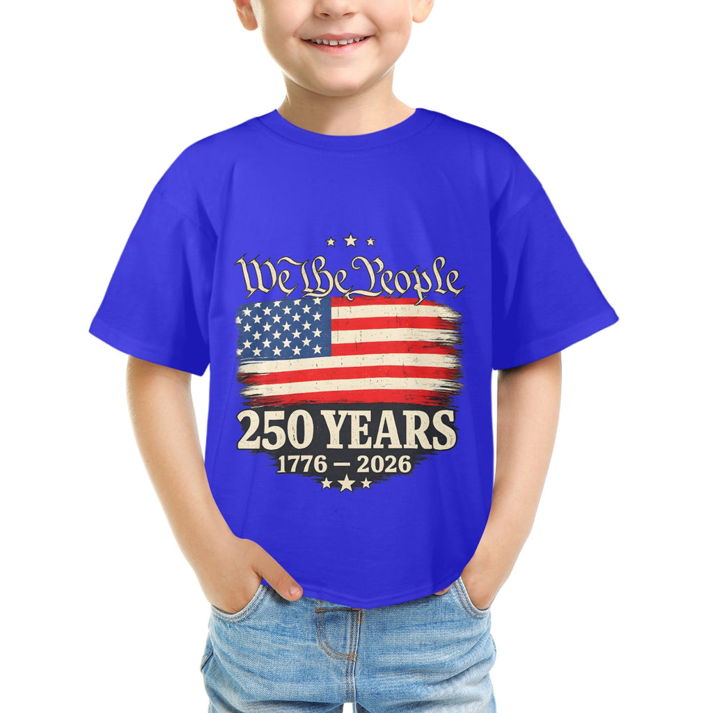 4th of July We The People 250 Years Celebration  Kids' T-Shirt in USA Size Front Print（Made in USA，Ships to USA Only）Free Shipping