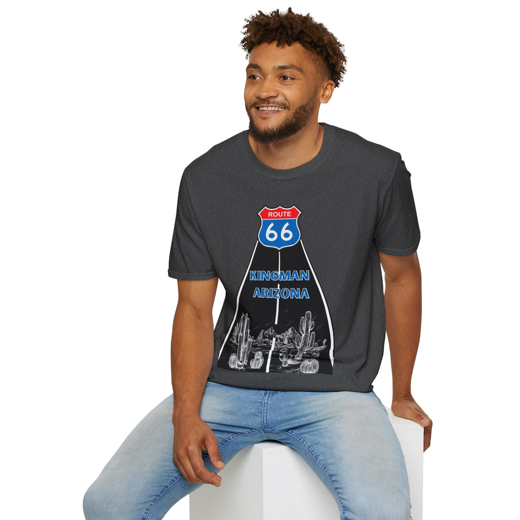 Route 66 Kingman Arizona Mens Womans Softstyle T-Shirt, Vintage Road Trip Shirt, Retro Travel Tee, Men's Women's Graphic Top, Gift for Travelers