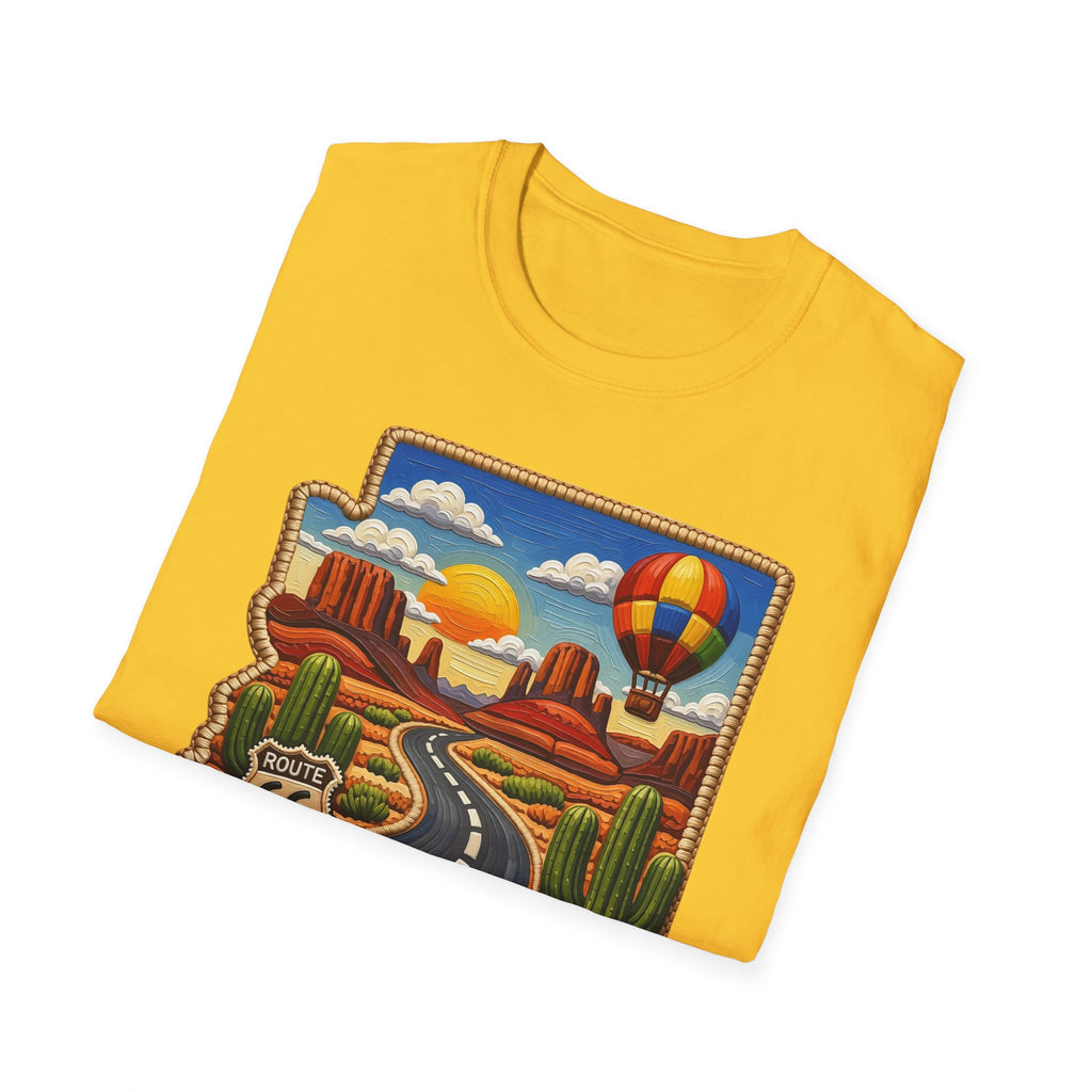 Arizona Route 66 Desert Road T-Shirt | Hot Air Balloon Southwestern Scene