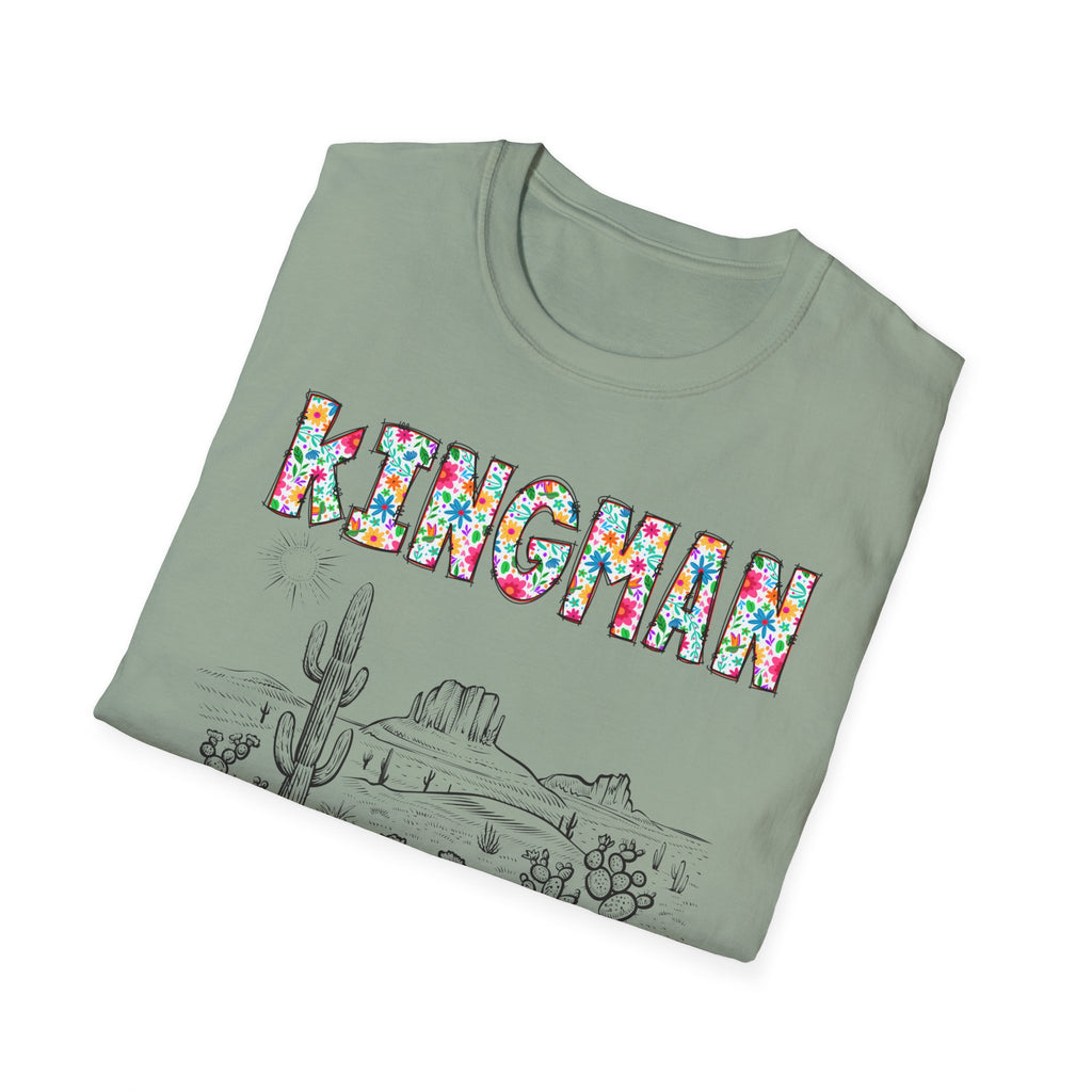 Kingman Arizona Colorful Mens Womans Unisex T-Shirt, Casual Wear, Travel Souvenir, Gift for Nature Lovers, Vacation Tee