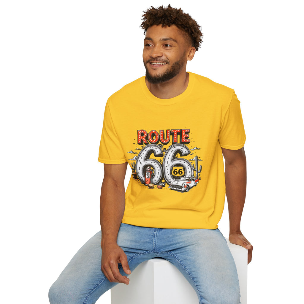 Route 66 Vintage Roadtrip T-Shirt | Classic Highway Car Signage