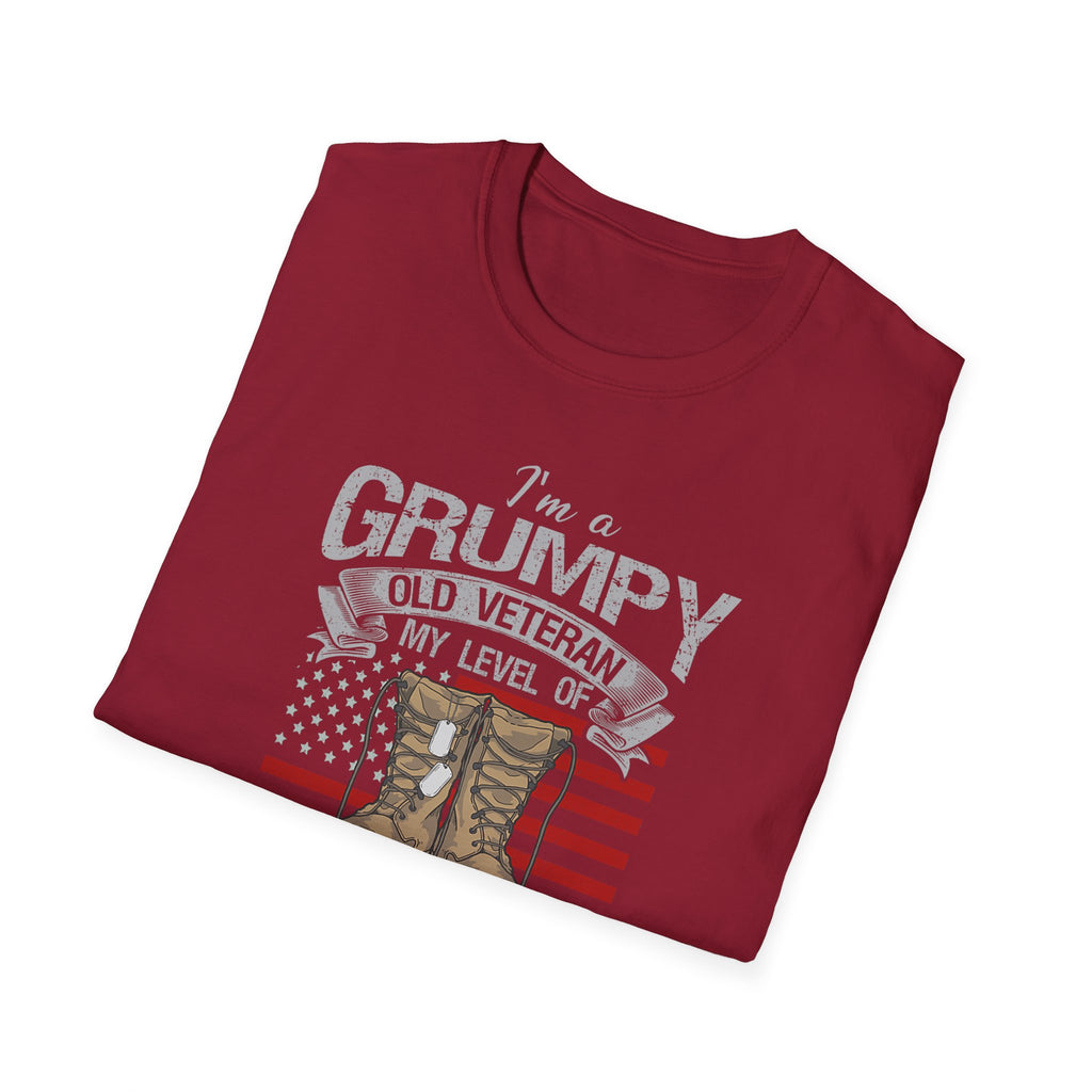 Grumpy Old Veteran Boots, T-Shirt | American Flag, Sarcasm Depends on Stupidity