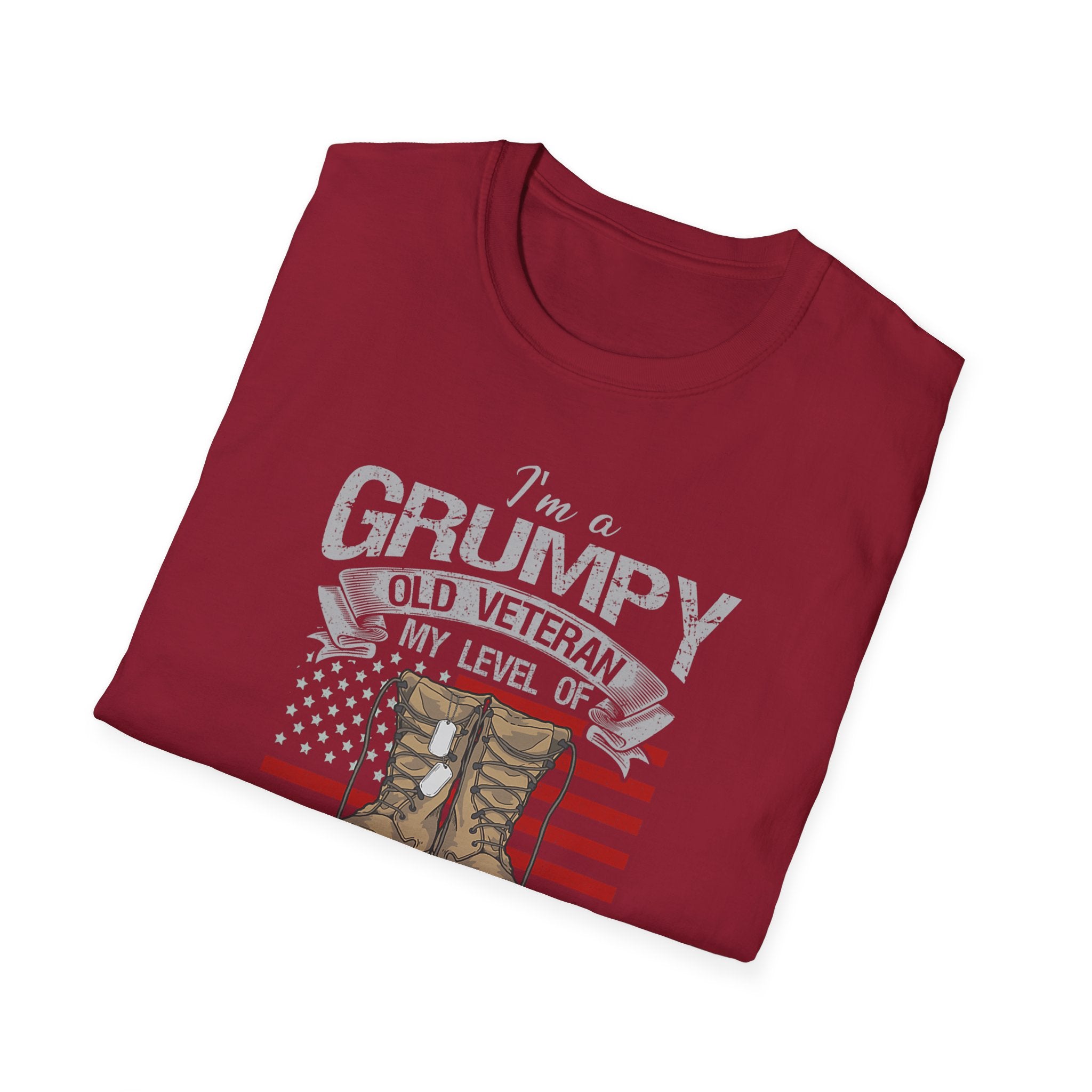 Grumpy Old Veteran Boots, T-Shirt | American Flag, Sarcasm Depends on Stupidity