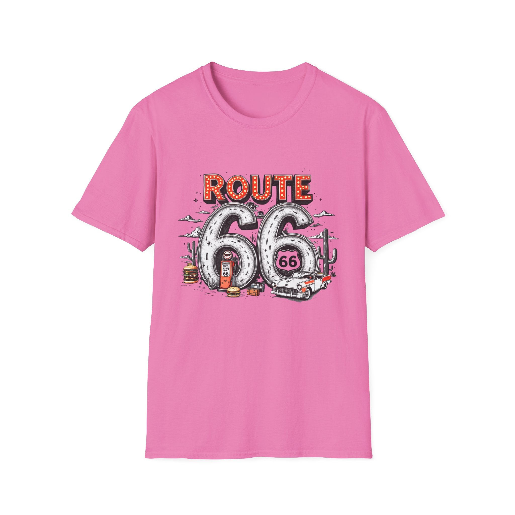 Route 66 Vintage Roadtrip T-Shirt | Classic Highway Car Signage