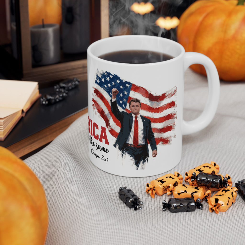 Charlie Kirk Patriotic Ceramic Mug, Coffee Lover Gift, 4th of July, American Flag Mug, Unique Gift for Veterans, Tea Mug with Quote