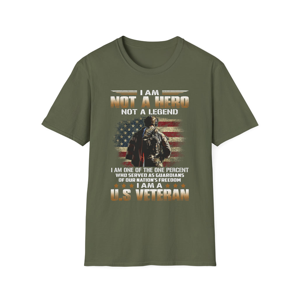 I Am Not a Hero I Am a U.S. Veteran T-Shirt | American Flag Soldier Tee