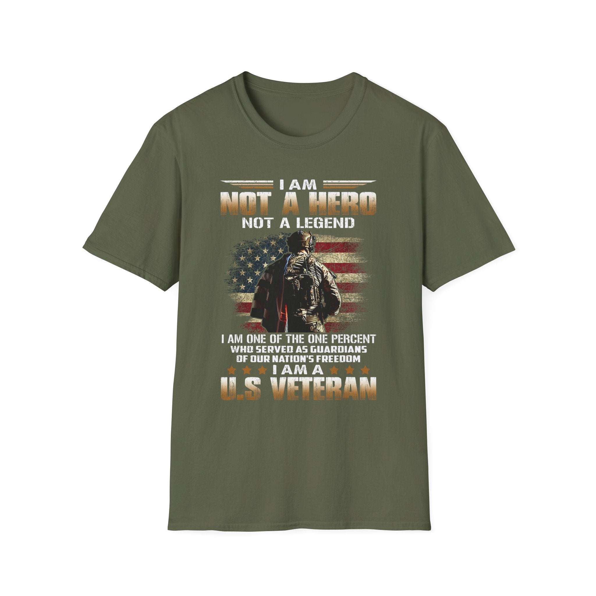 I Am Not a Hero I Am a U.S. Veteran T-Shirt | American Flag Soldier Tee
