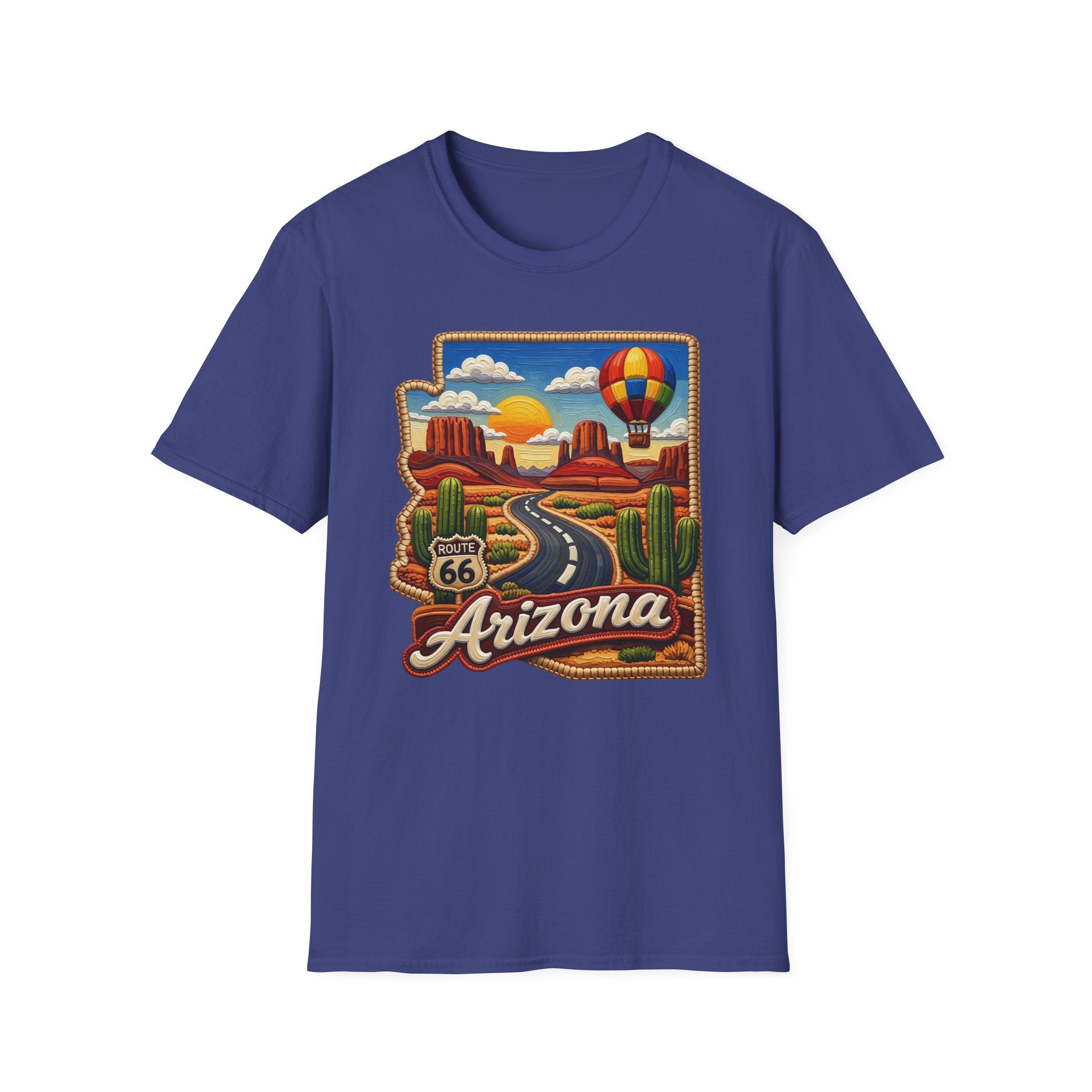 Arizona Route 66 Desert Road T-Shirt | Hot Air Balloon Southwestern Scene
