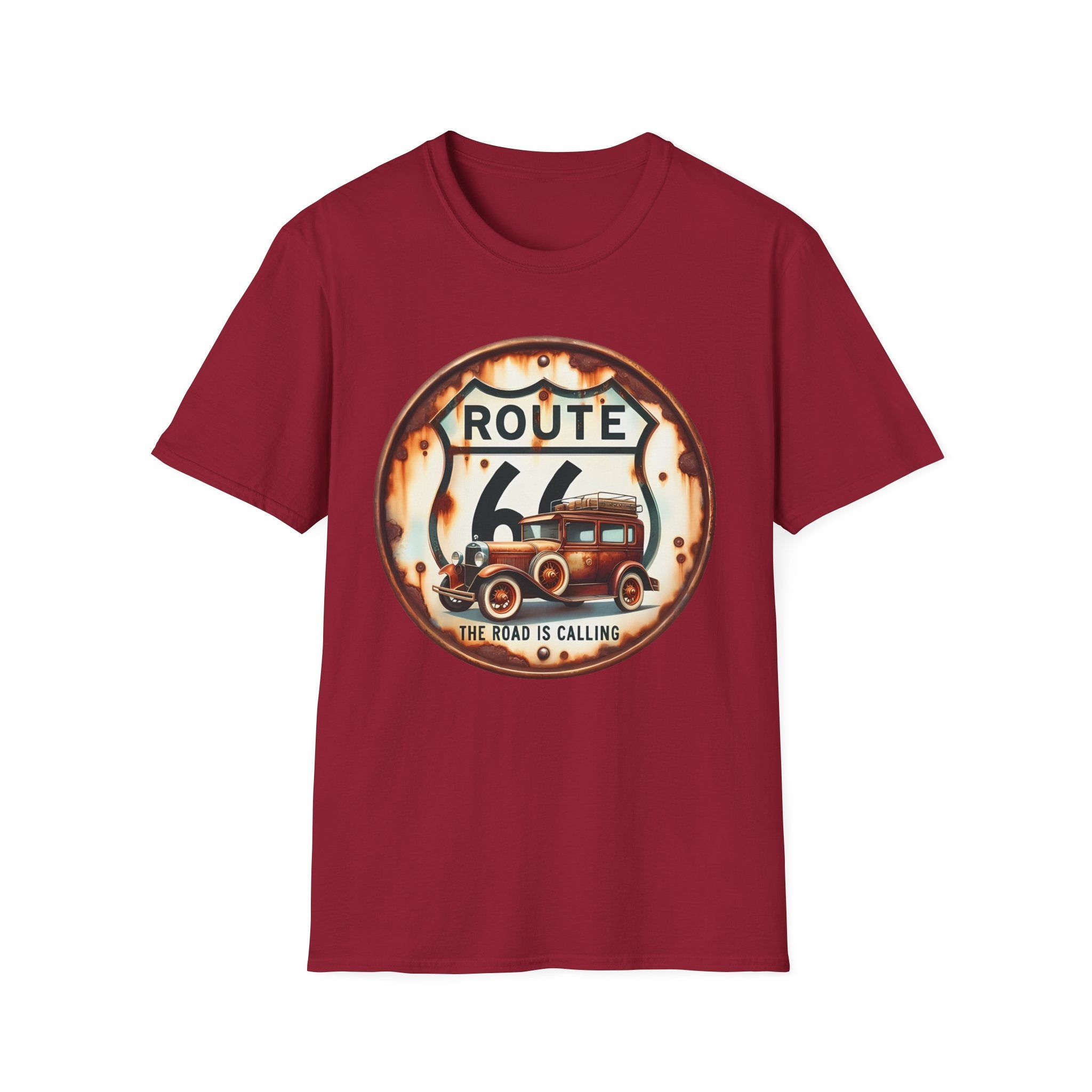 Route 66 Vintage Woody Wagon T-Shirt | The Road Is Calling, Retro Roadtrip Tee