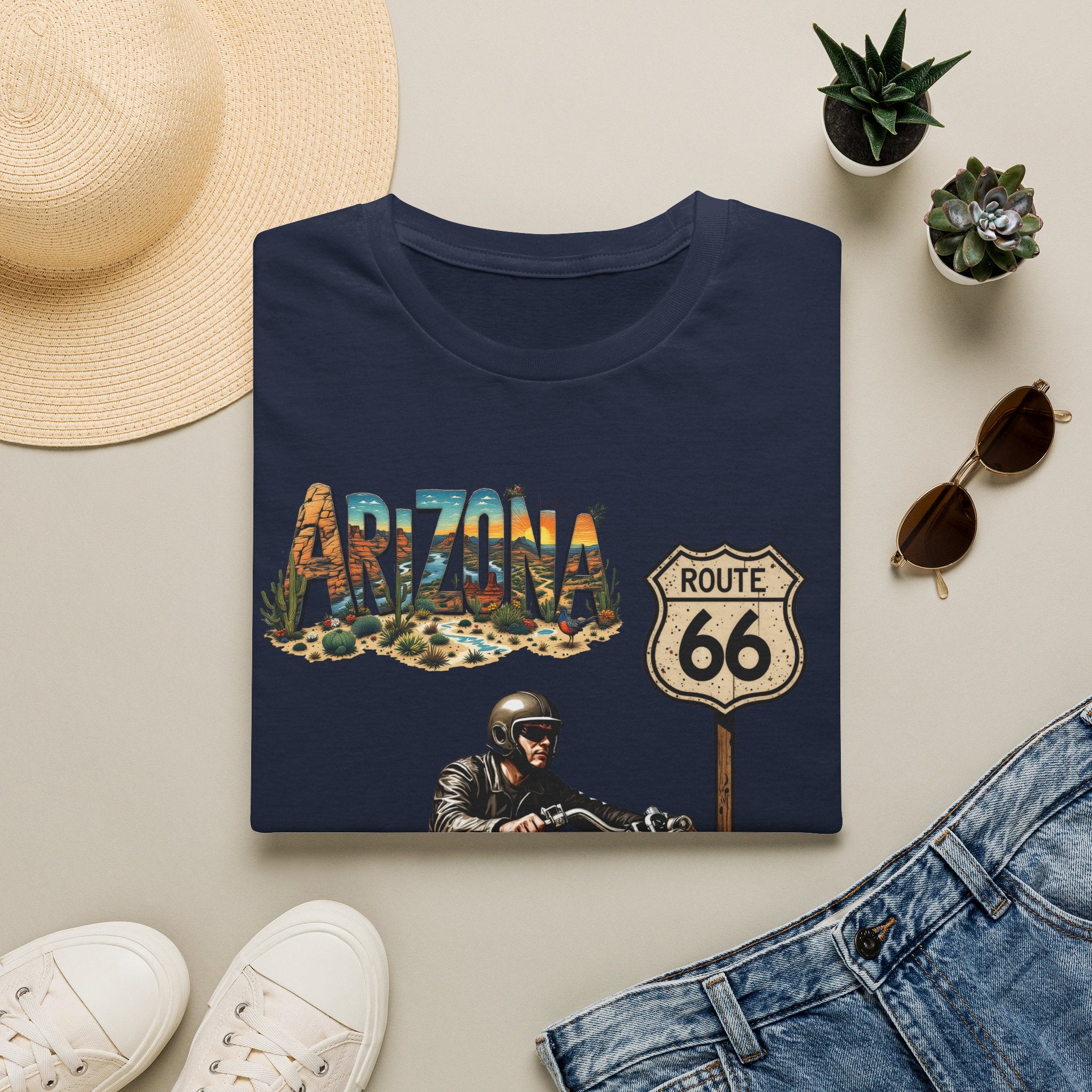Arizona Route 66 Motorcycle T-Shirt | Biker Road Trip Tee