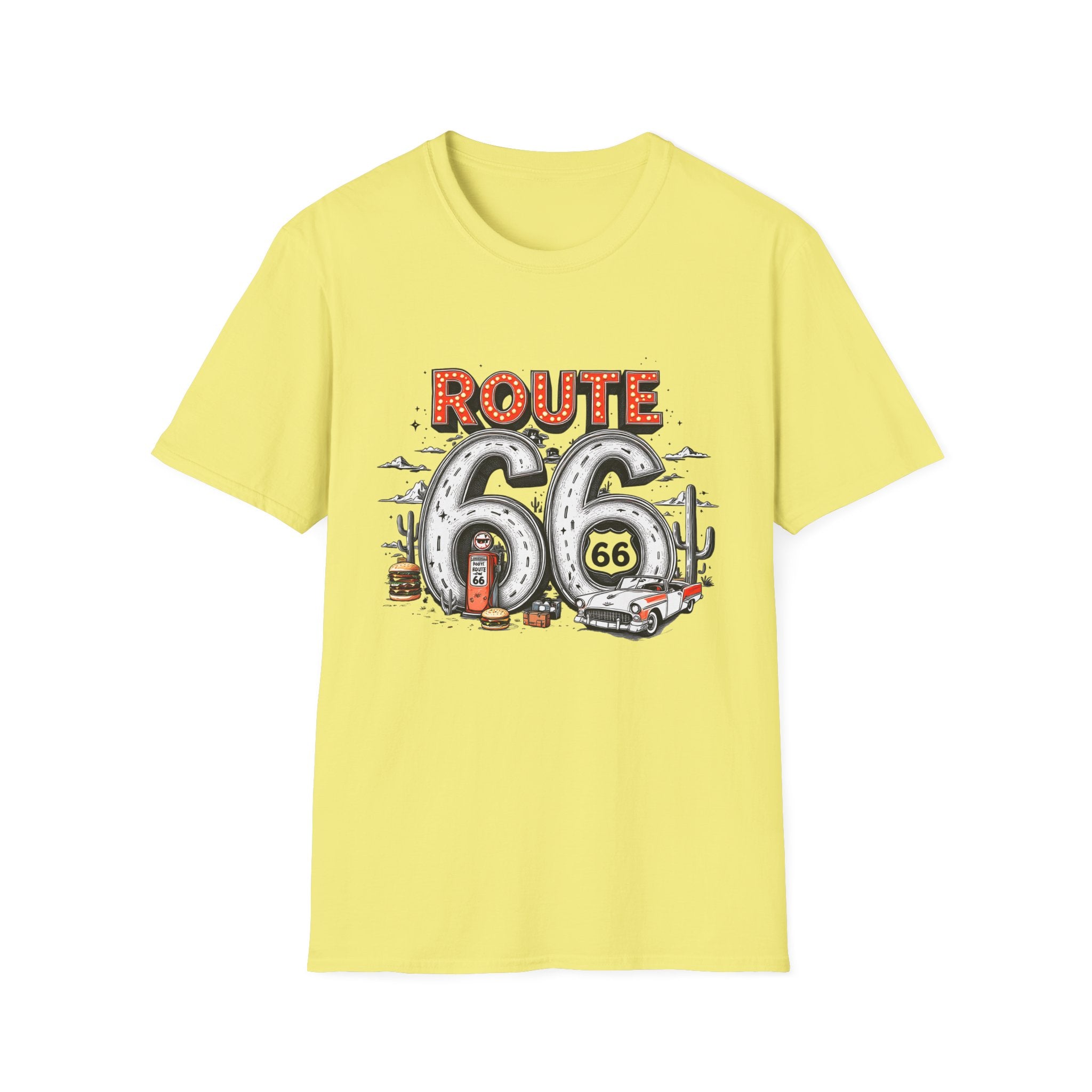 Route 66 Vintage Roadtrip T-Shirt | Classic Highway Car Signage