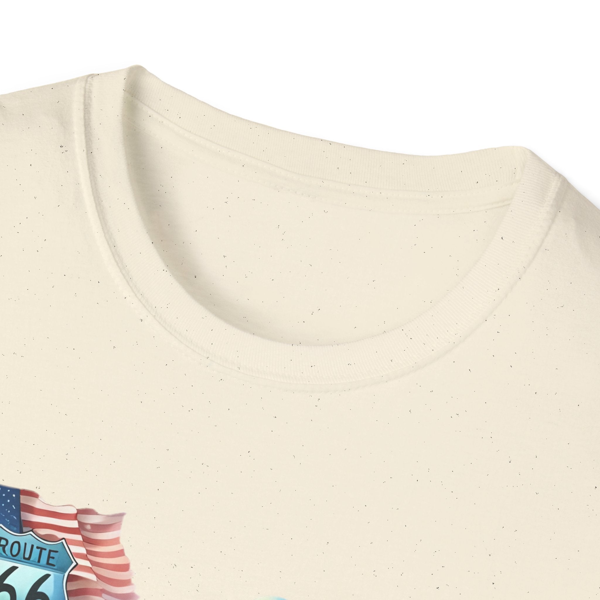 Route 66 Motorcycle Illustration T-Shirt | American Flag, Sunflowers