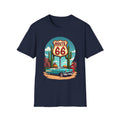Route 66 Classic Car T-Shirt | Retro Desert Road Sign, Vintage Convertible
