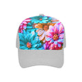 Bright Flowers Baseball Cap Grey