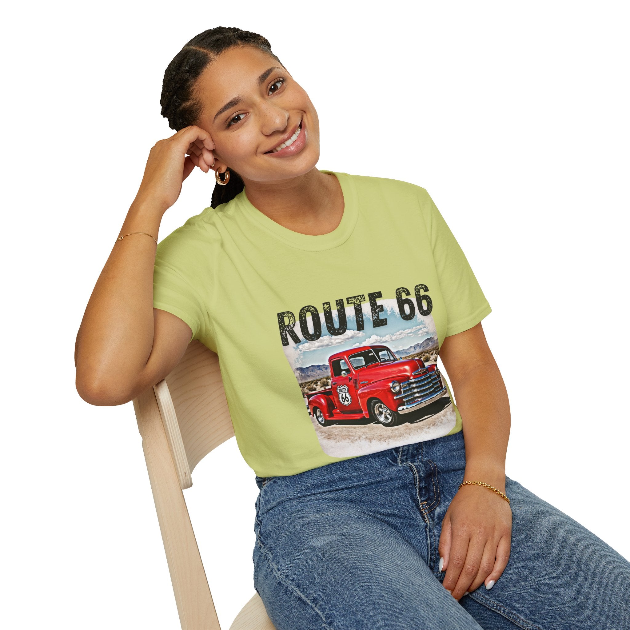 Route 66 Red Vintage Truck T-Shirt | Retro Highway Graphic