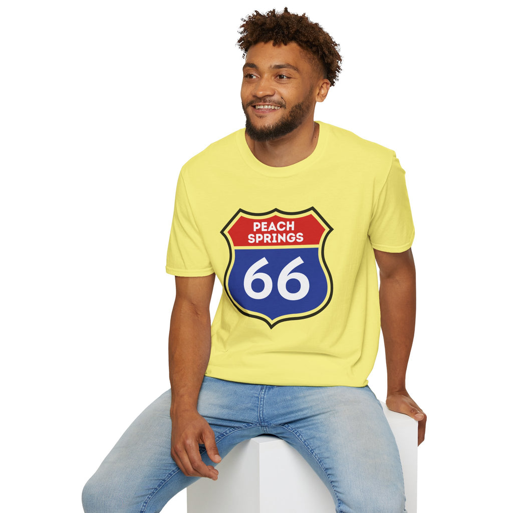 Peach Springs 66 Shield T-Shirt | Route 66 Road Sign Shirt